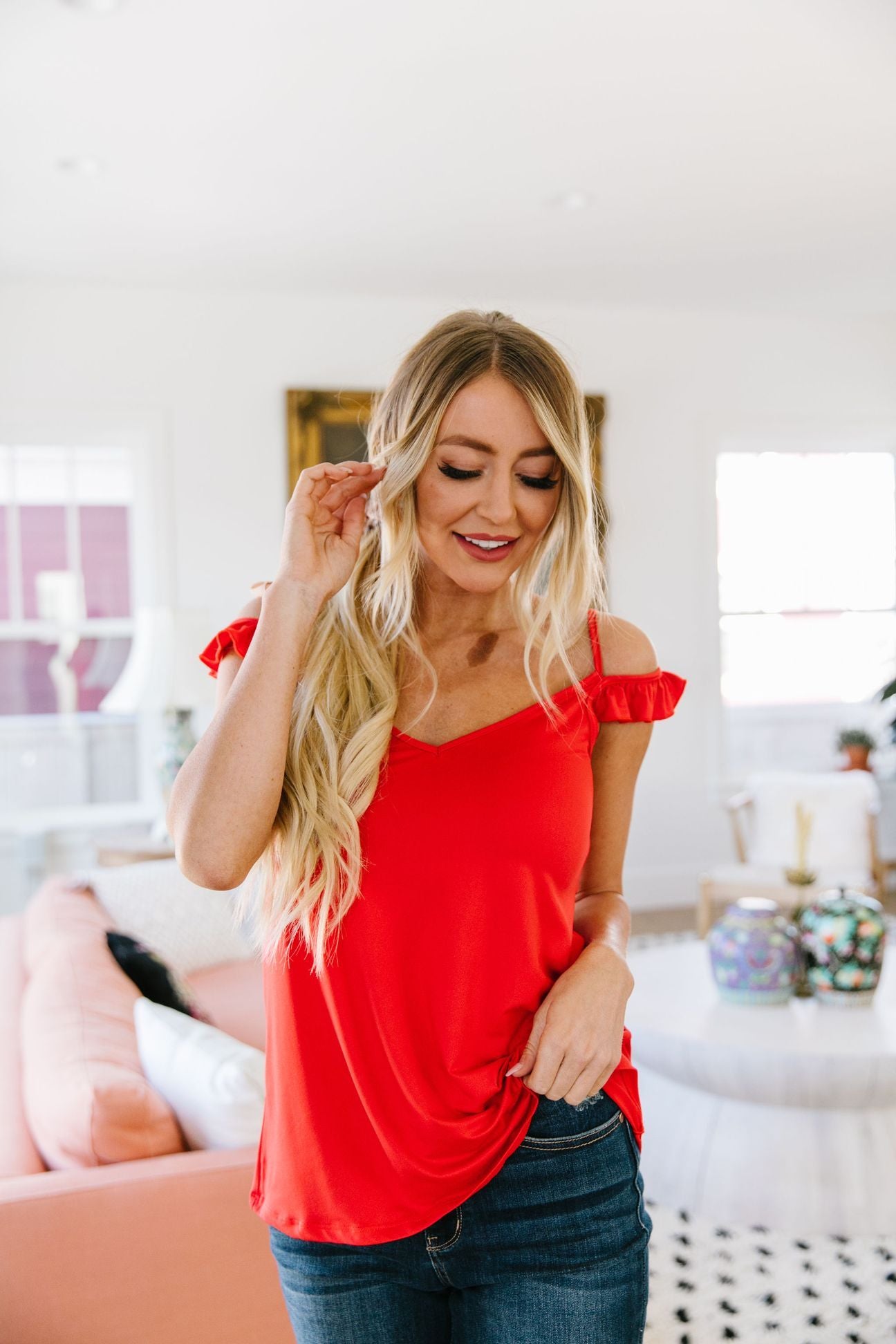 On Fire Cold Shoulder Top