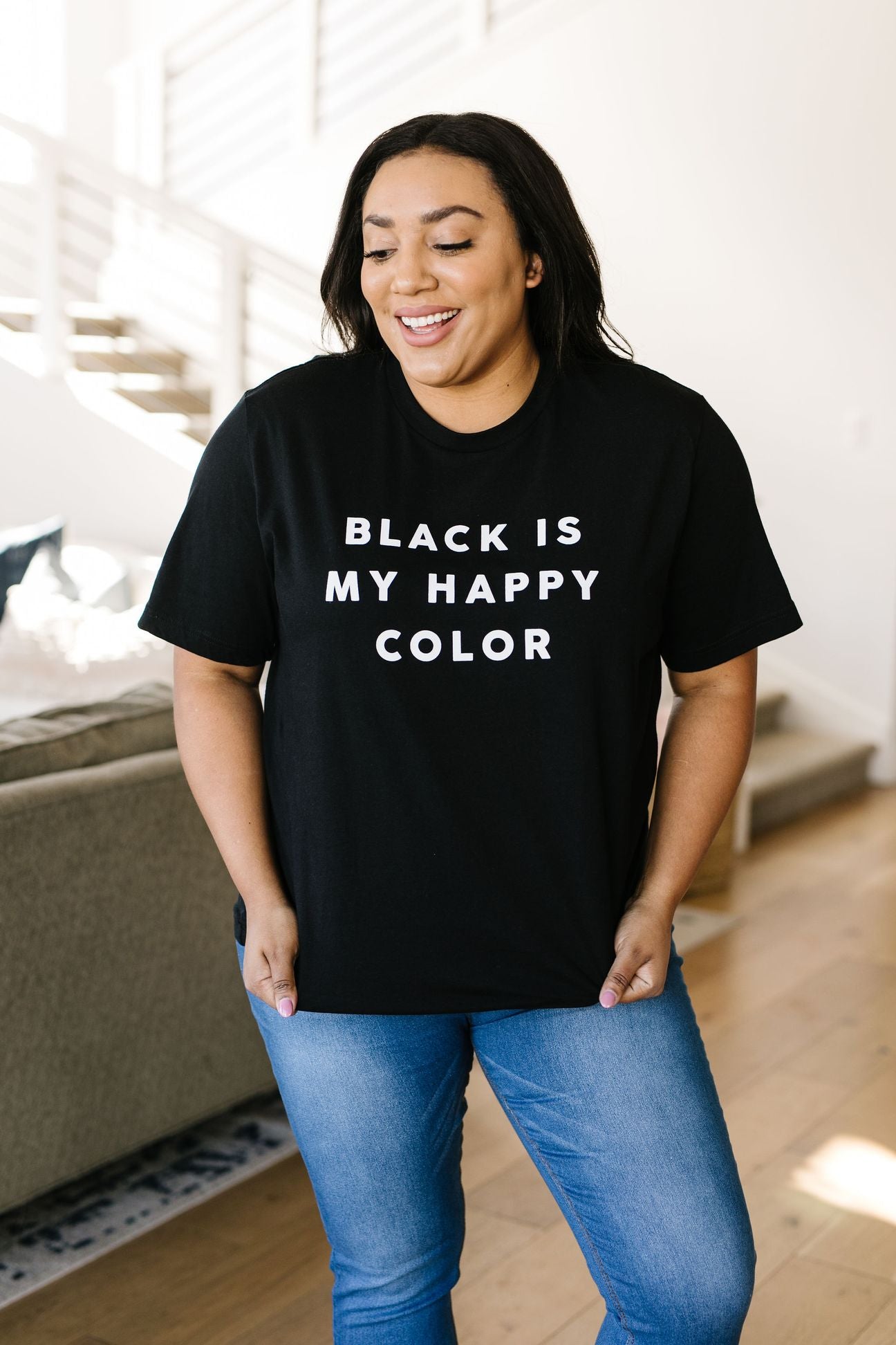 Black Is My Happy Color Graphic Tee