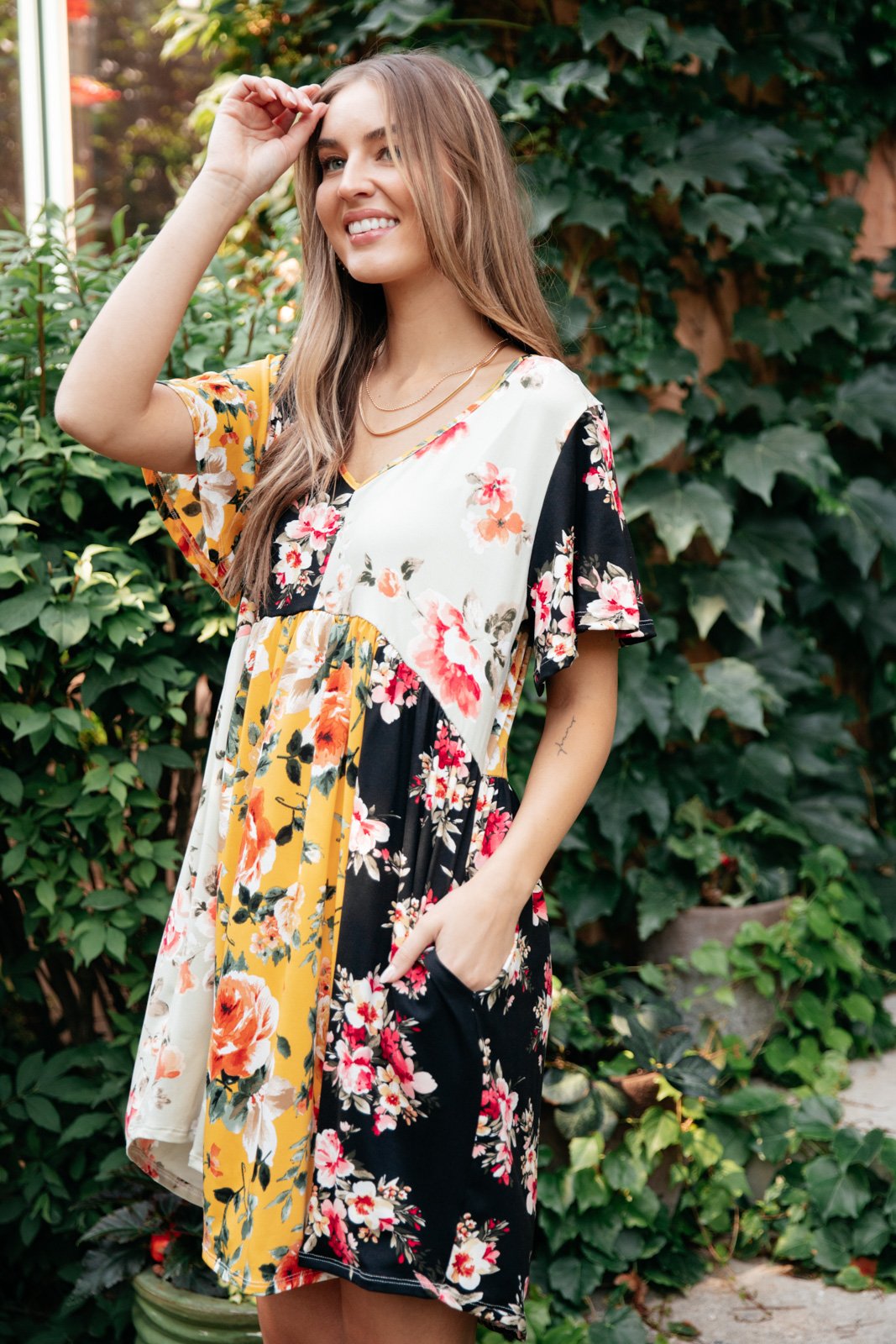 Color Block Blooms Dress