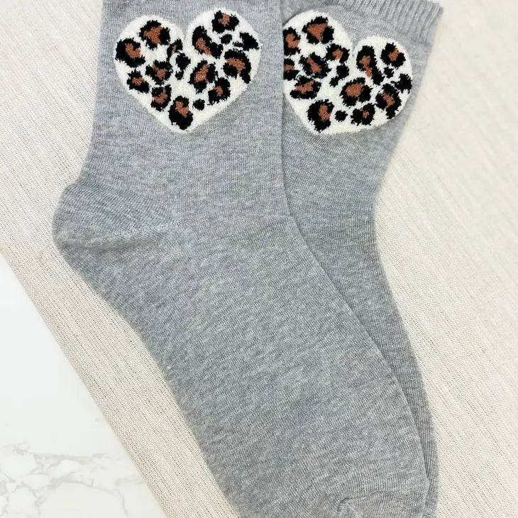 PREORDER: Leopard Heart Crew Socks in Two Colors