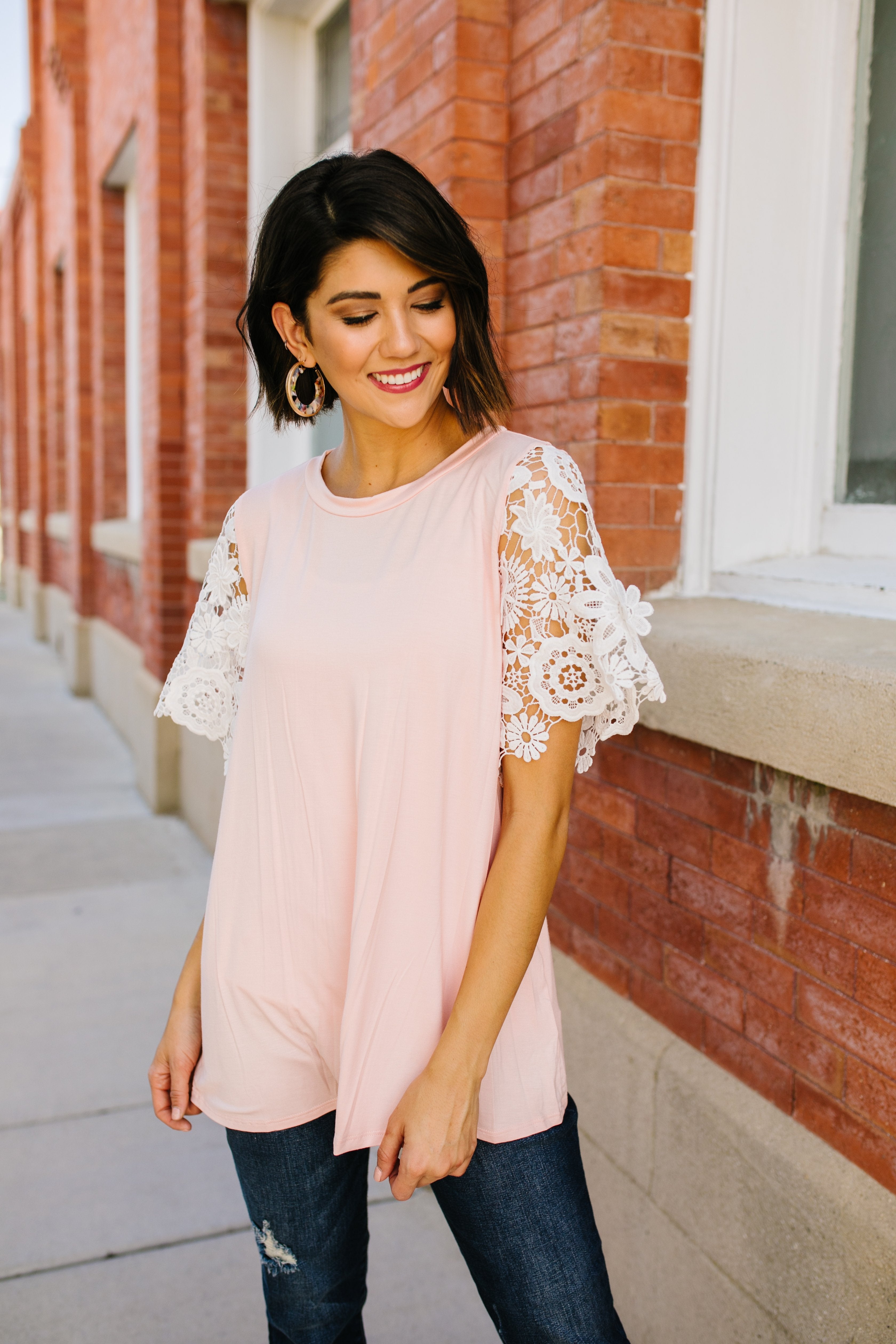 3D Lace Sleeved Top
