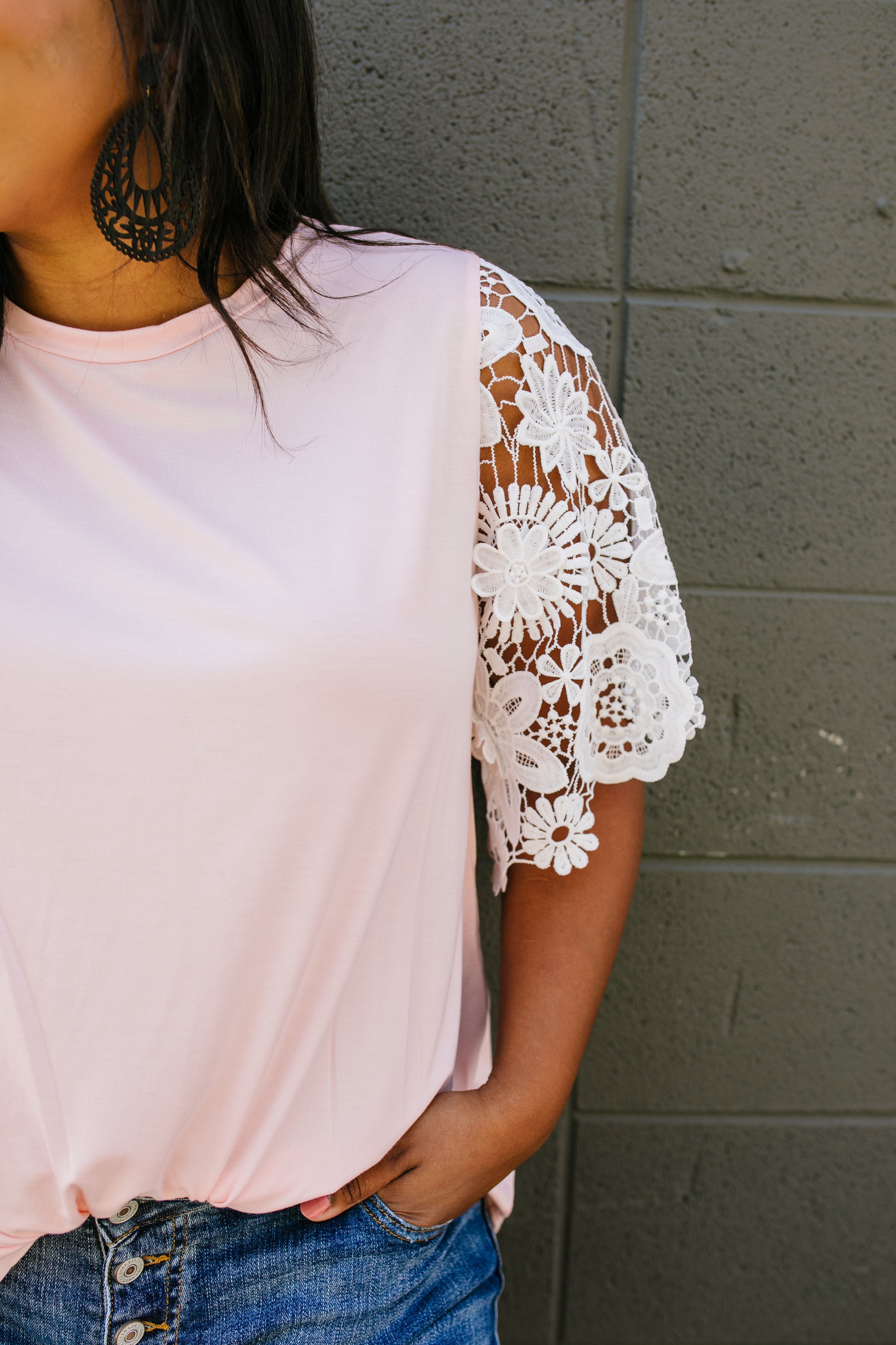 3D Lace Sleeved Top