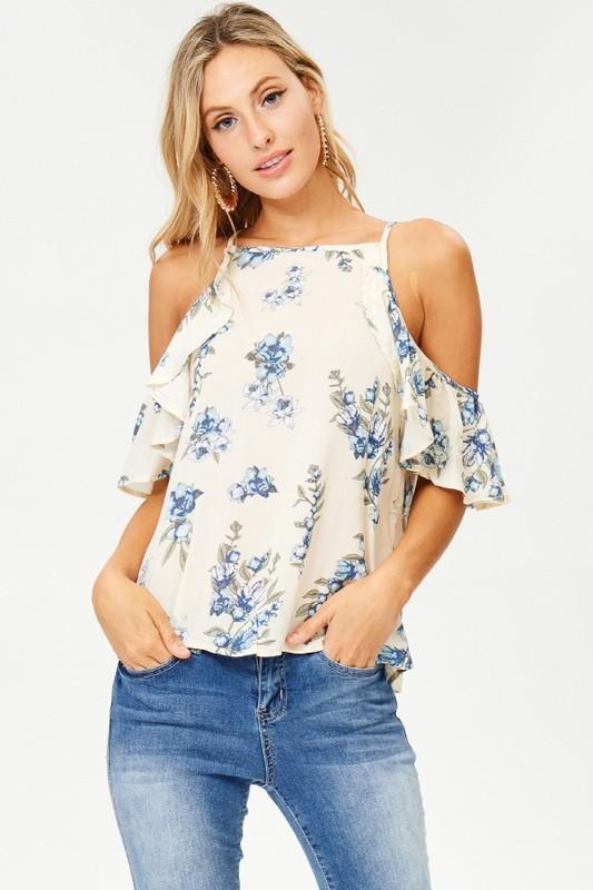 Blue Belle Cold Shoulder Top