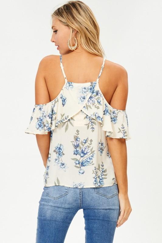Blue Belle Cold Shoulder Top