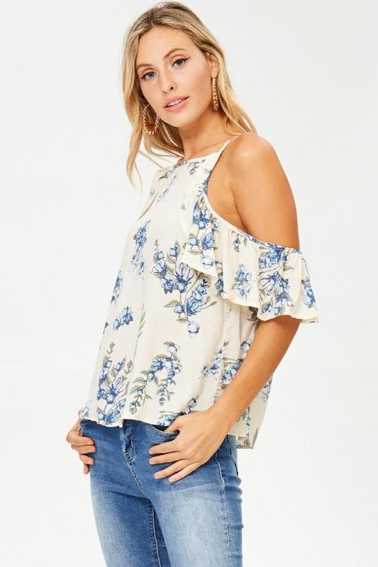 Blue Belle Cold Shoulder Top