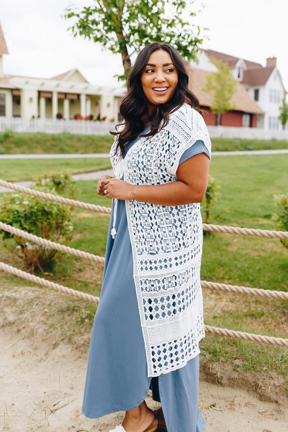 Artsy Crocheted Cardi In Ivory