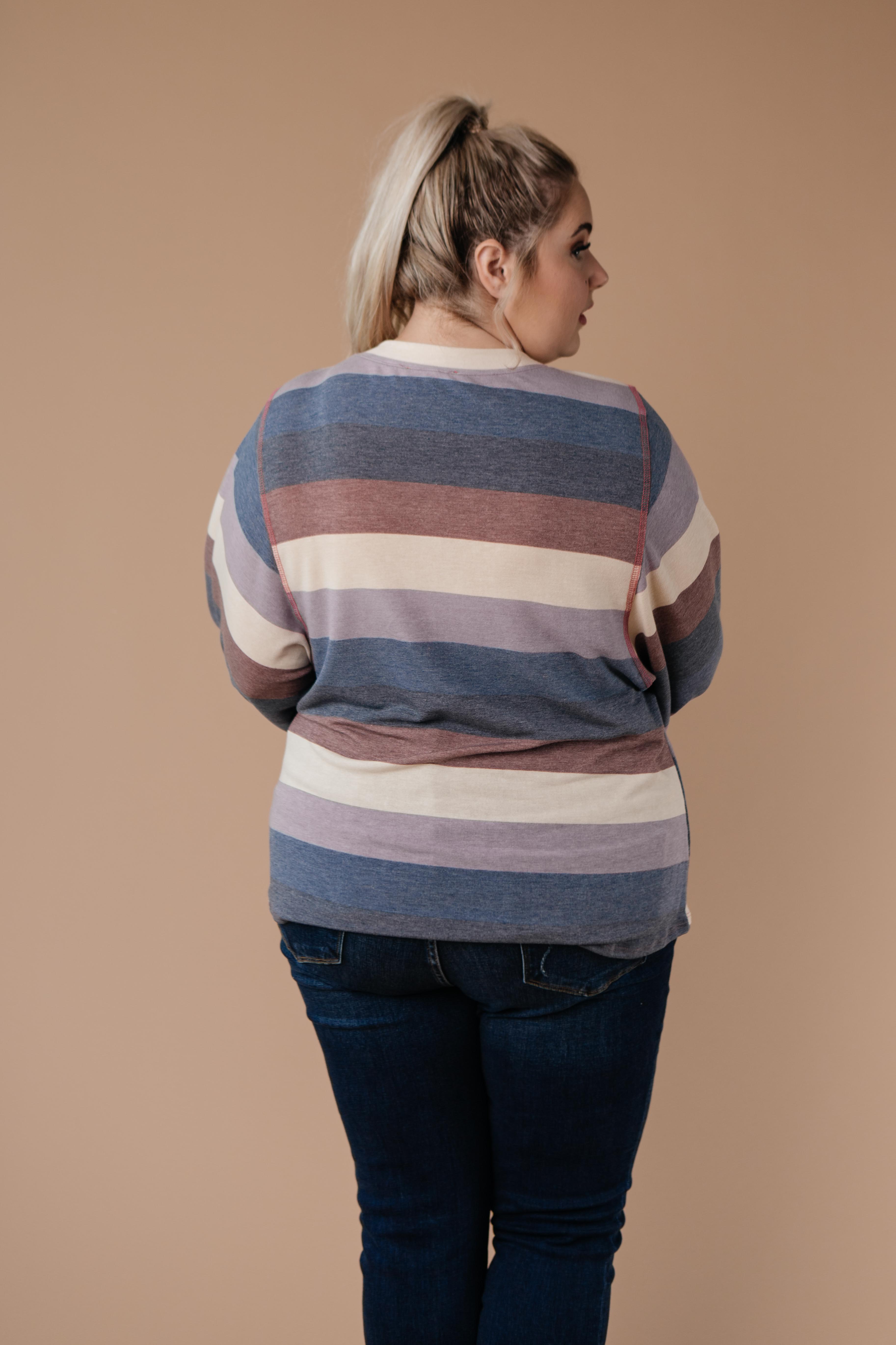 Balloon Sleeve Striped Top
