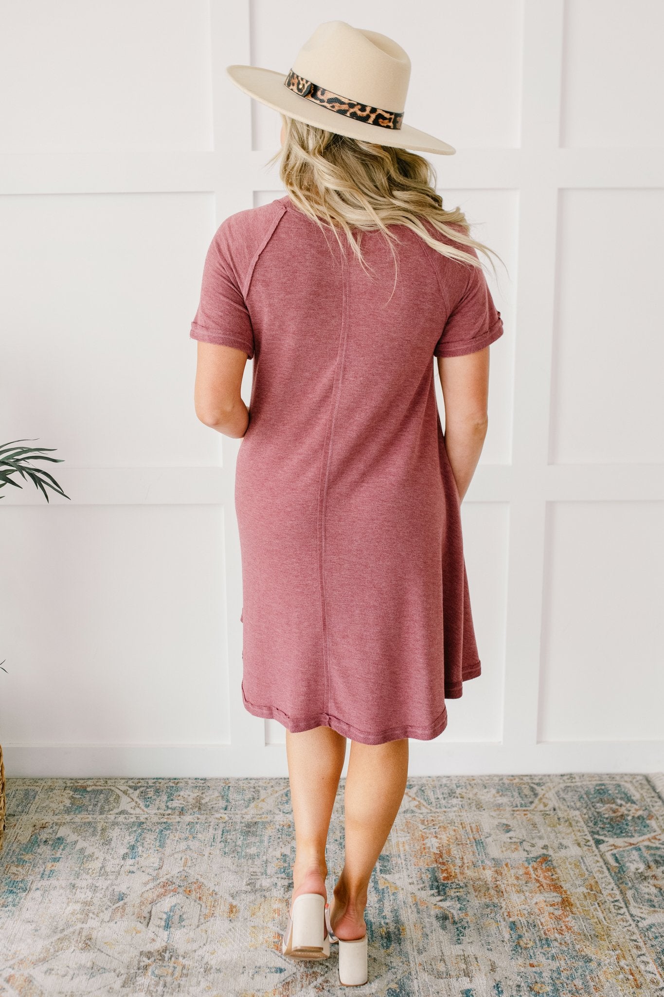 Best Of The Basic Tee Shirt Dress in Burgundy