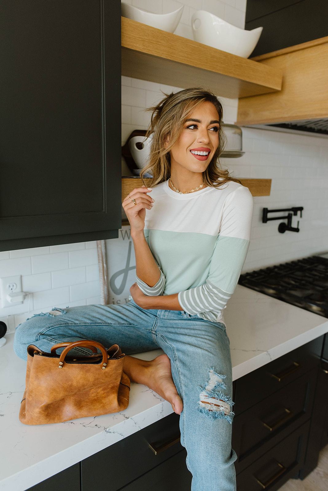 Block Talk Top In Sage