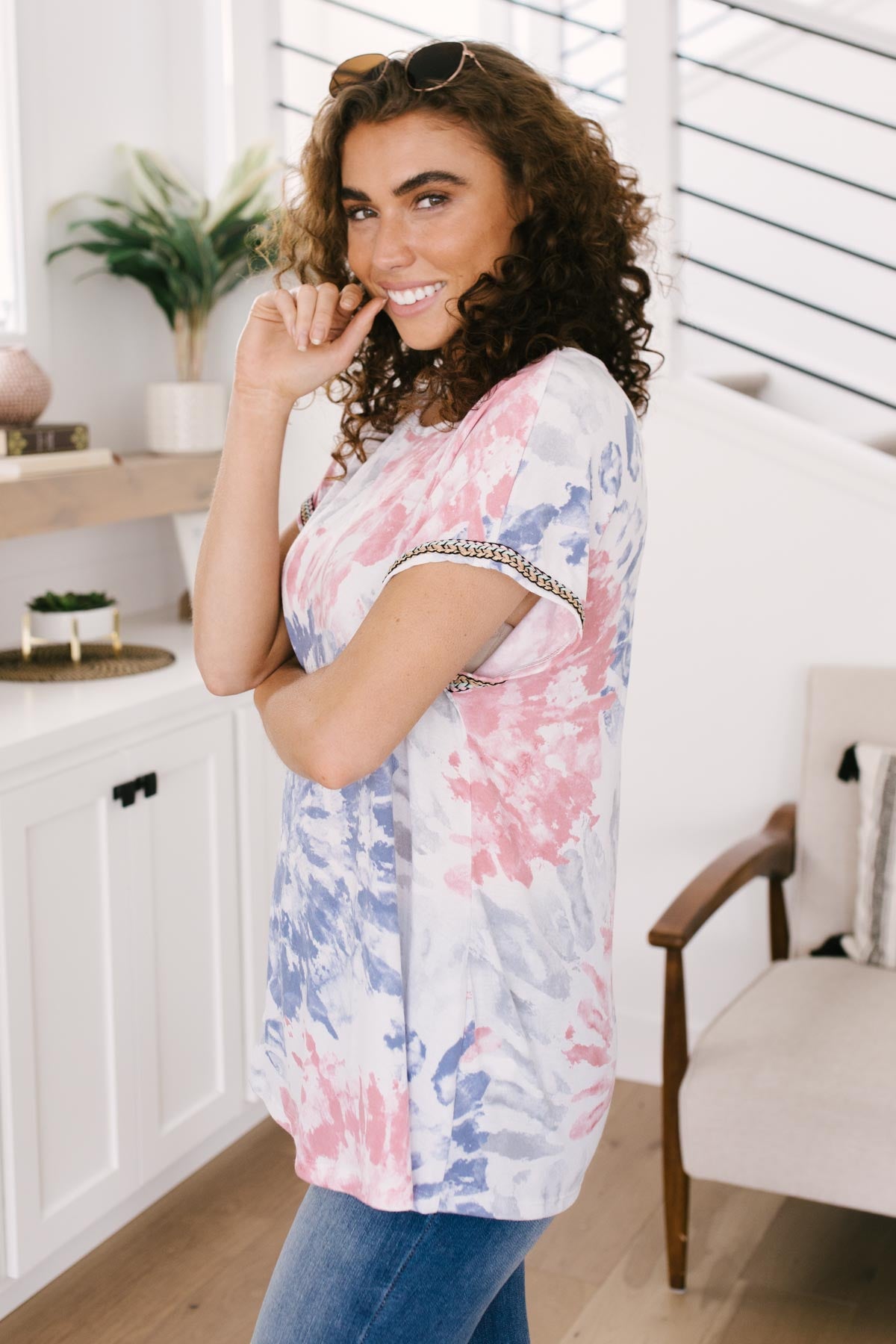 Burst Of Color Top In Baby Blue