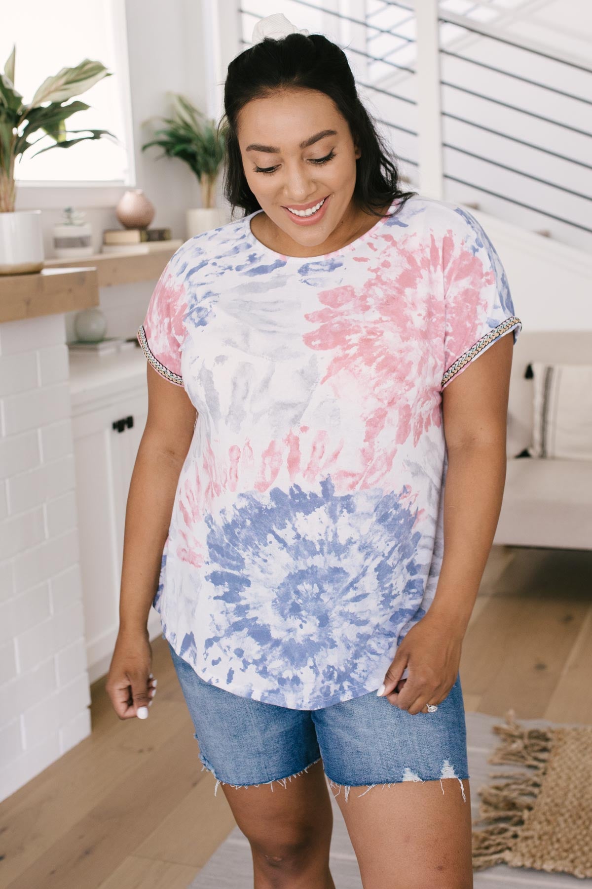 Burst Of Color Top In Baby Blue