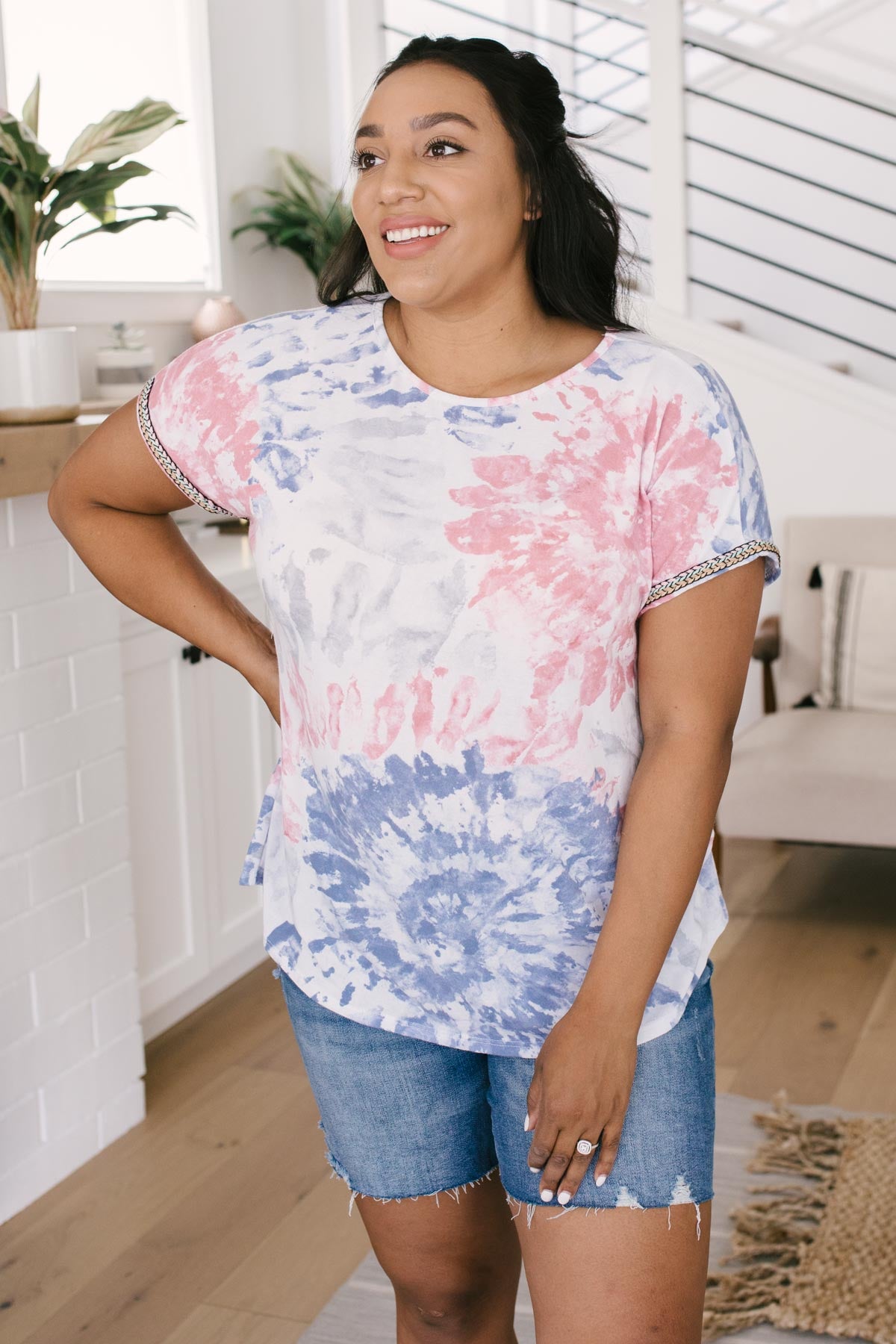 Burst Of Color Top In Baby Blue