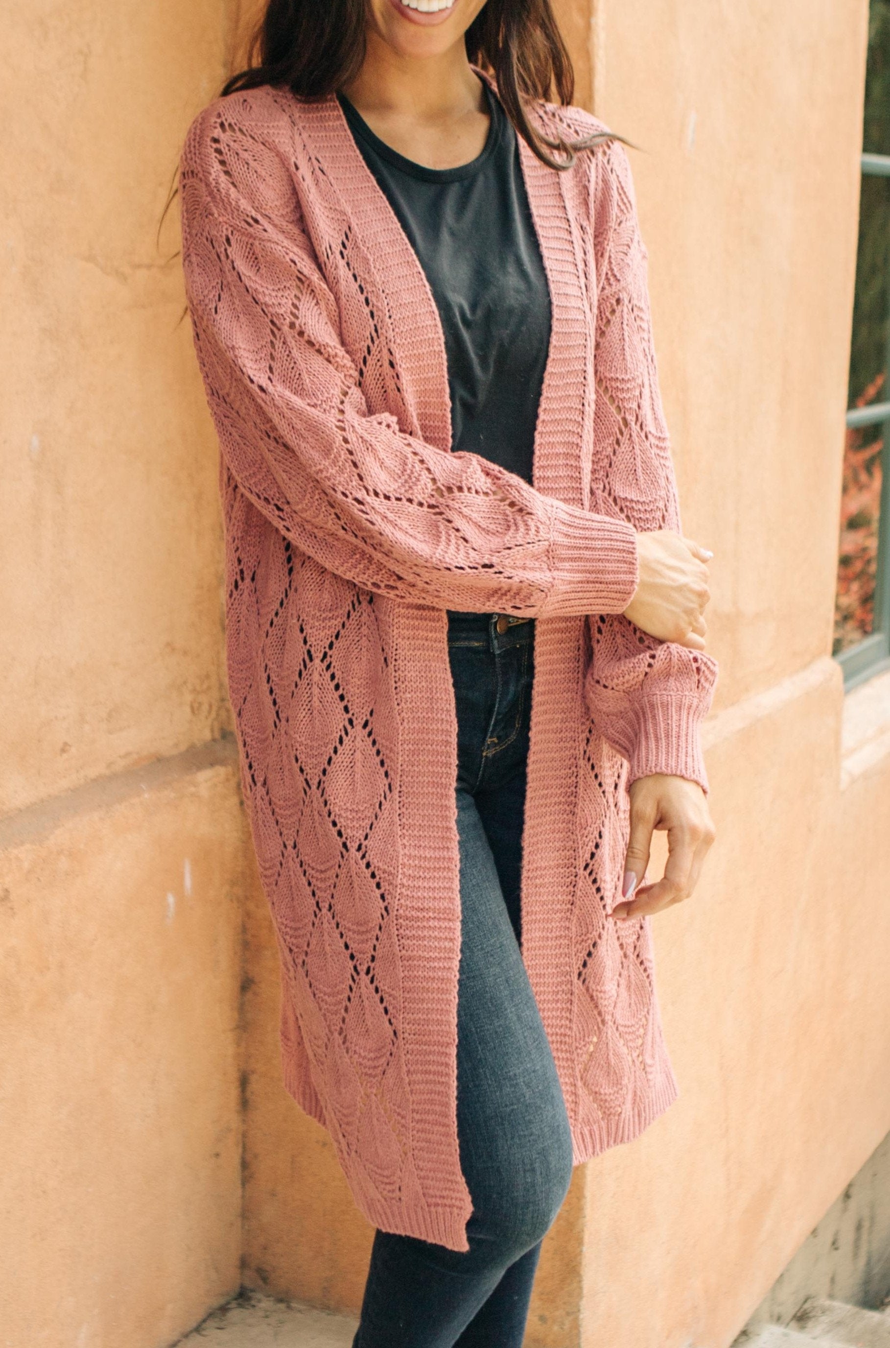 Choose Me Chunky Cardigan in Rose
