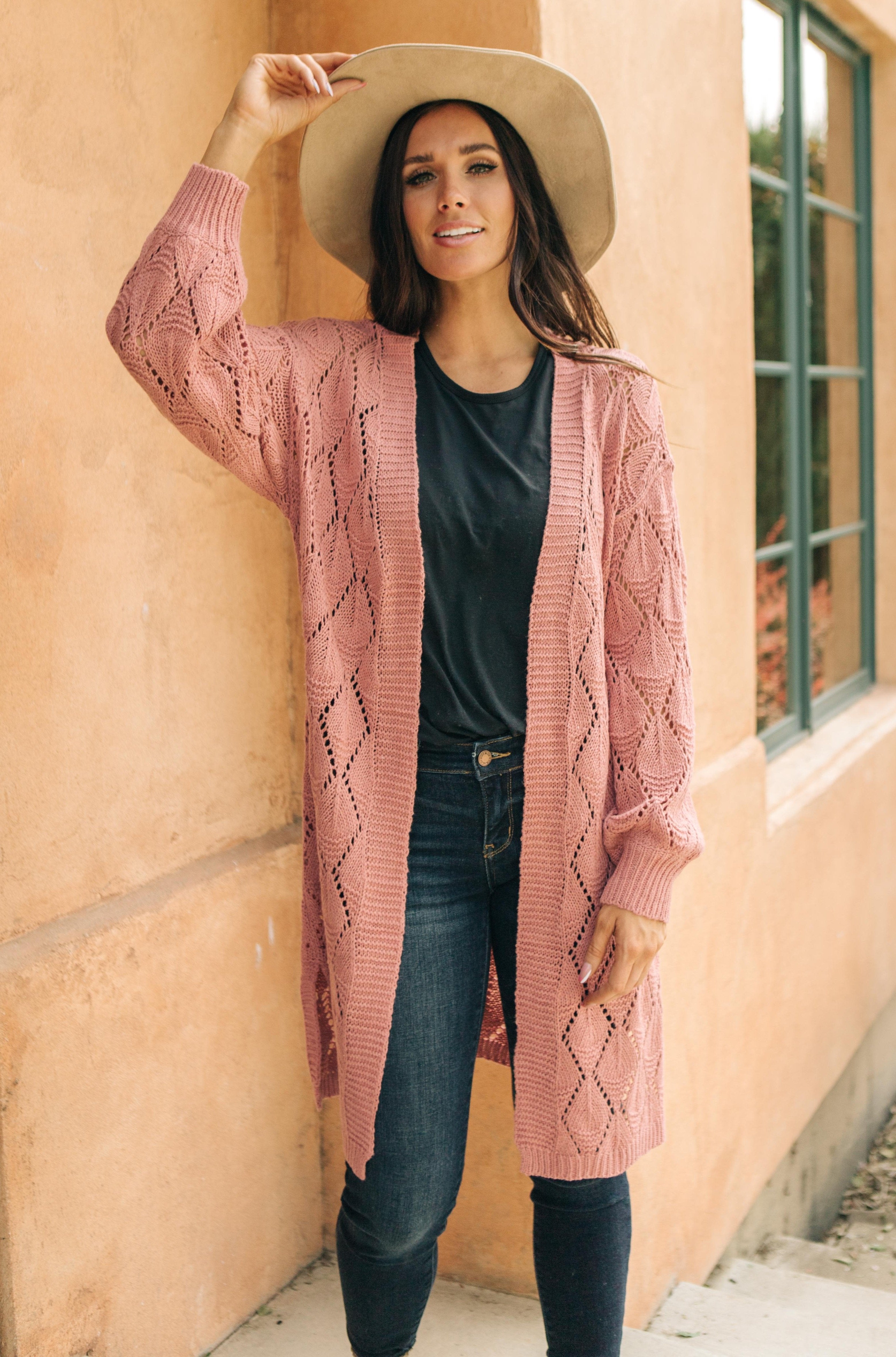 Choose Me Chunky Cardigan in Rose