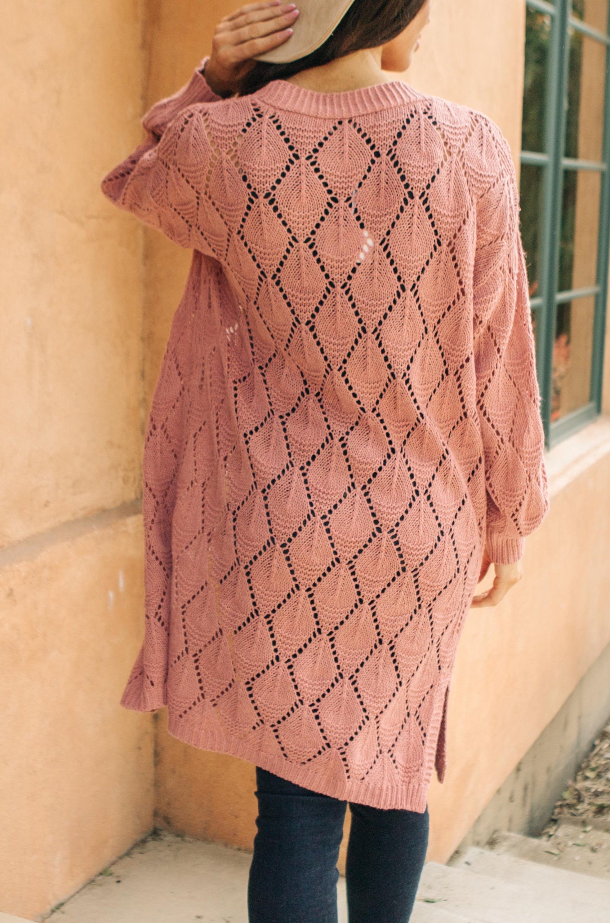 Choose Me Chunky Cardigan in Rose