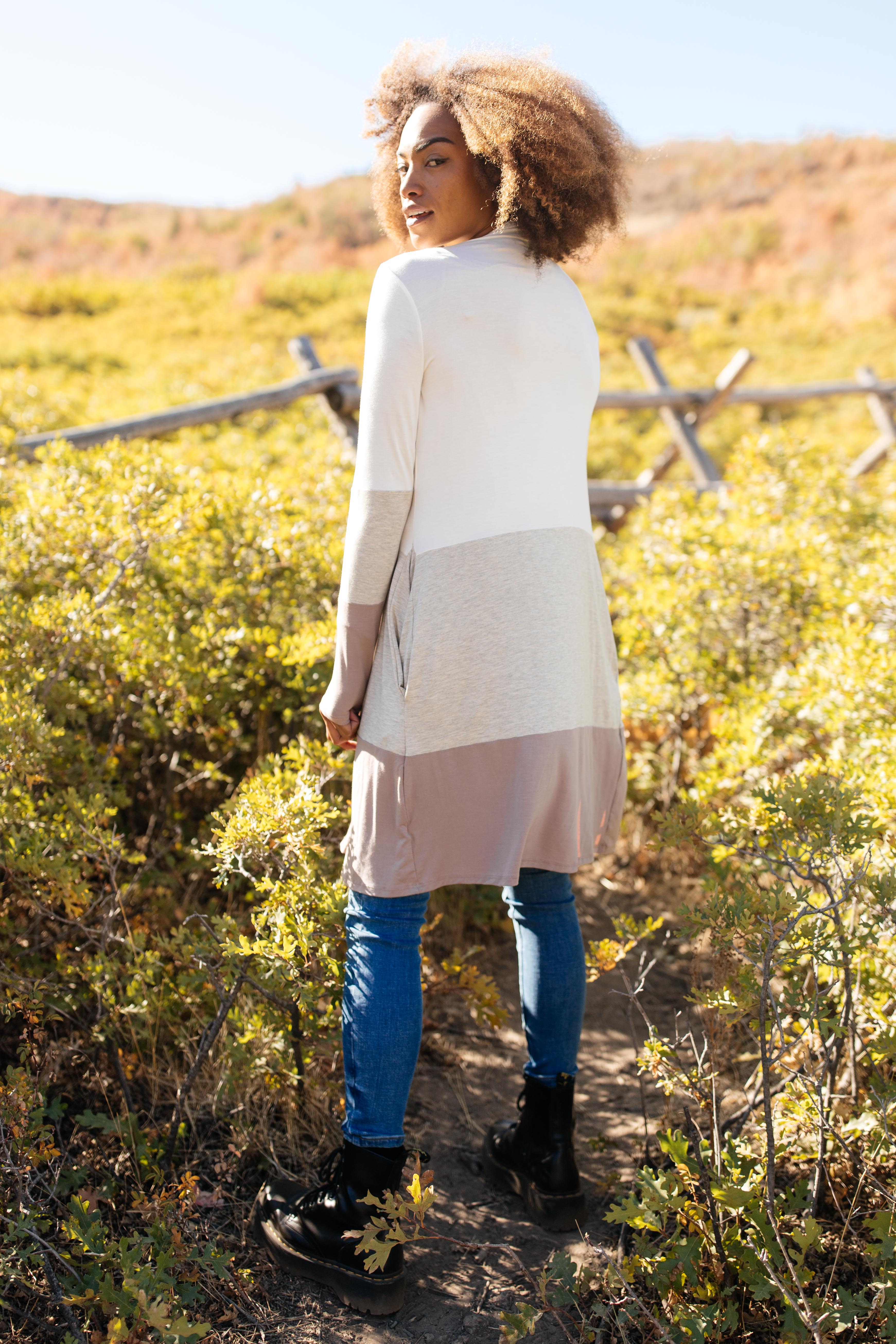 Clarissa Striped Cardigan in Mocha