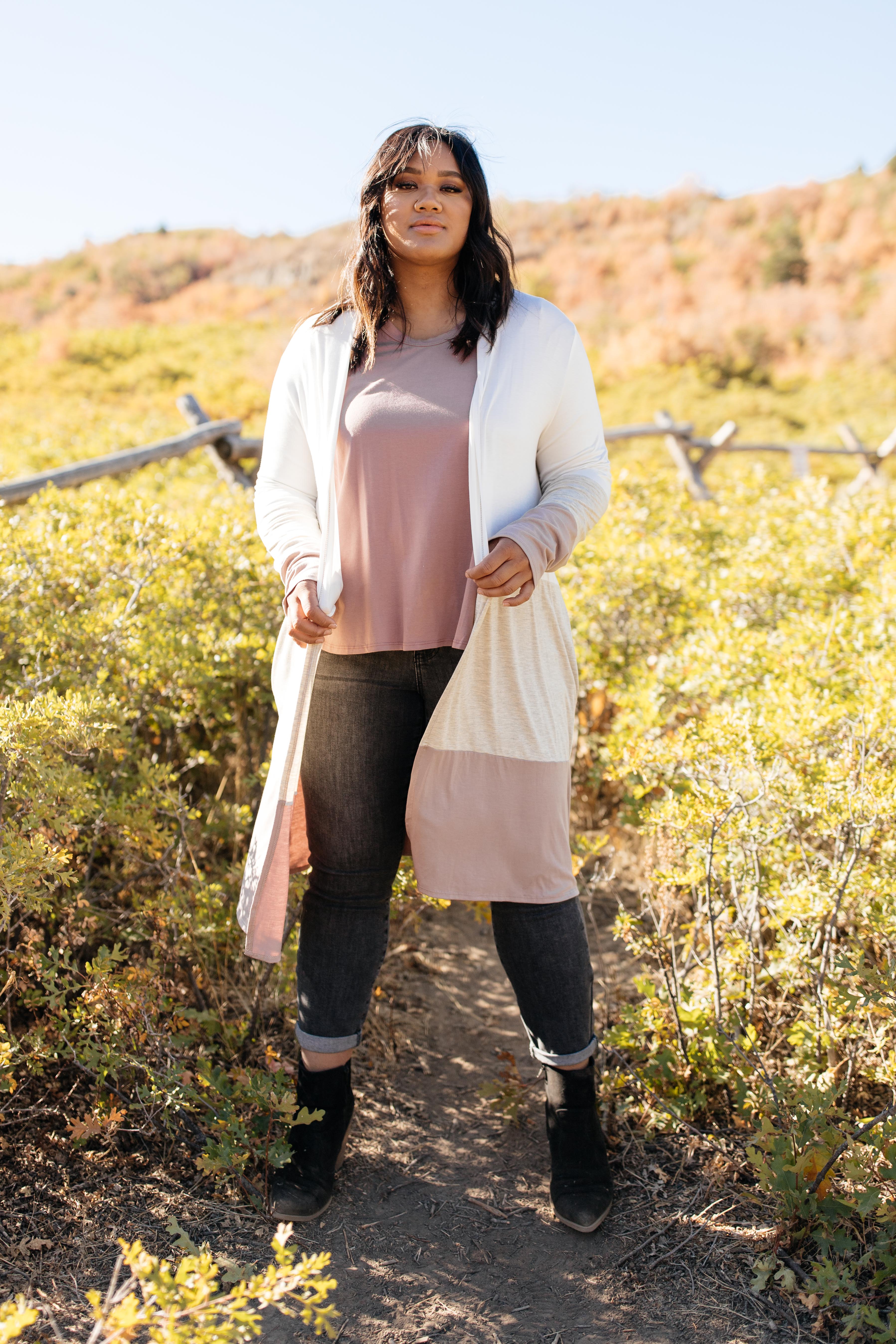 Clarissa Striped Cardigan in Mocha