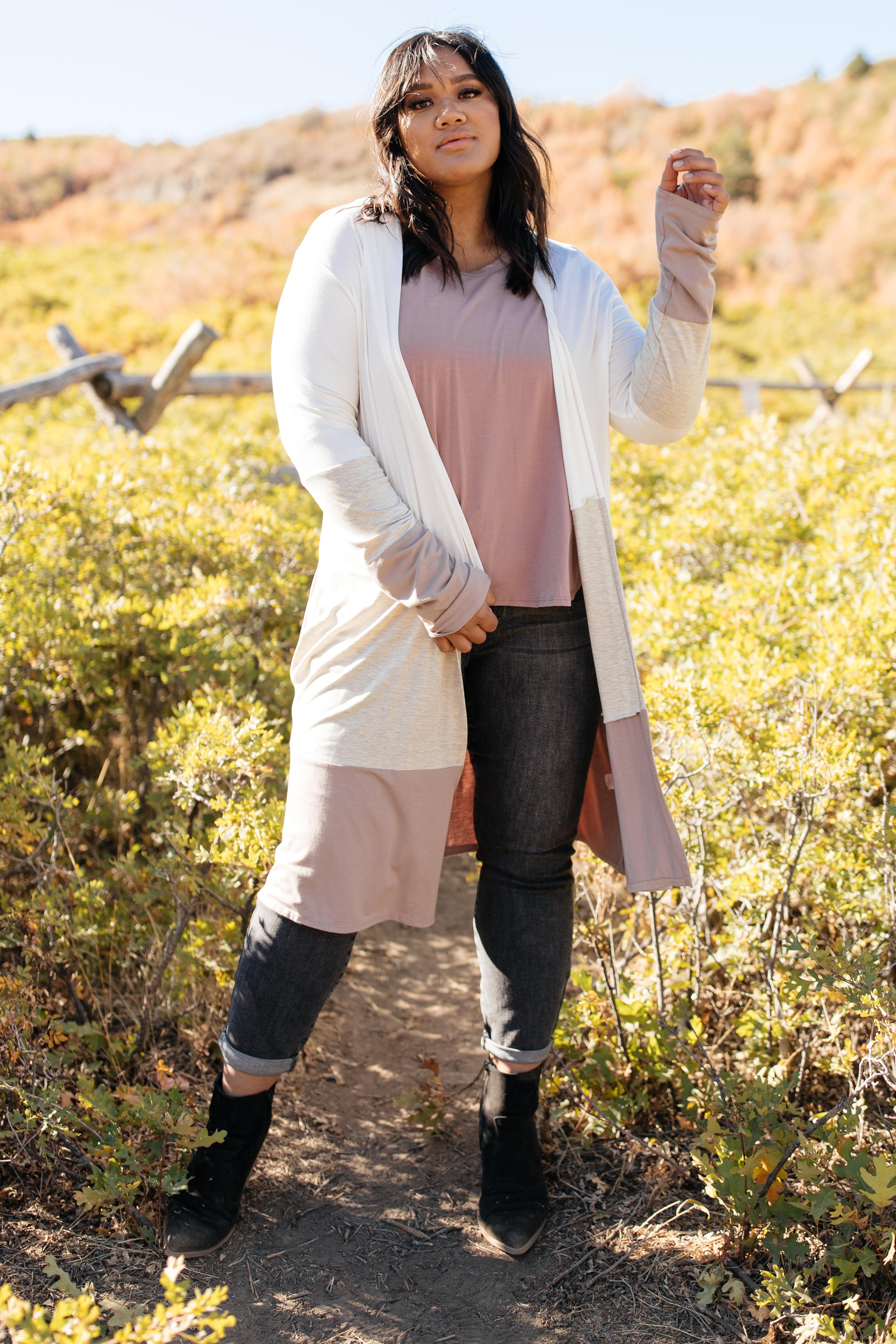 Clarissa Striped Cardigan in Mocha