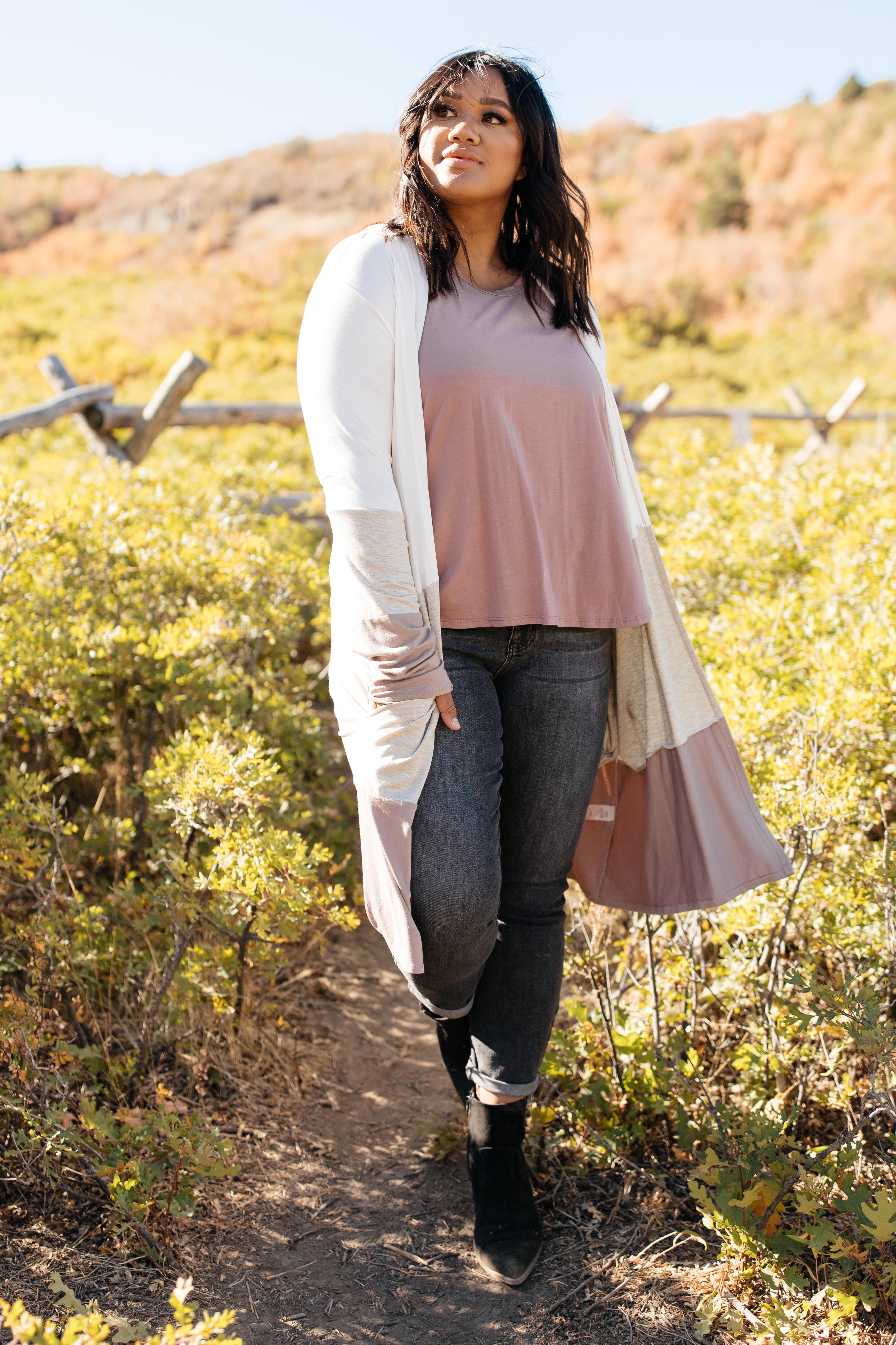 Clarissa Striped Cardigan in Mocha