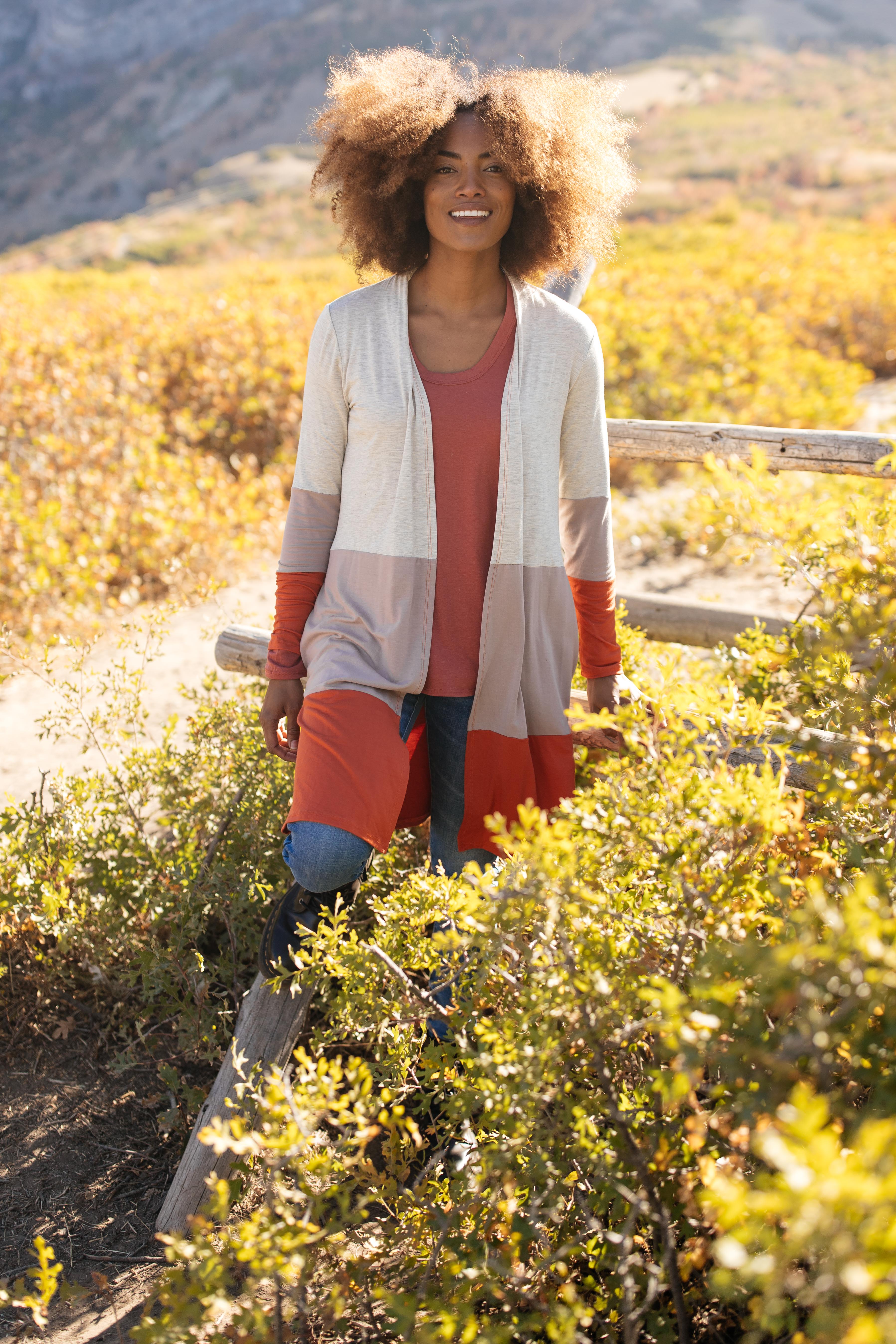 Clarissa Striped Cardigan in Paprika