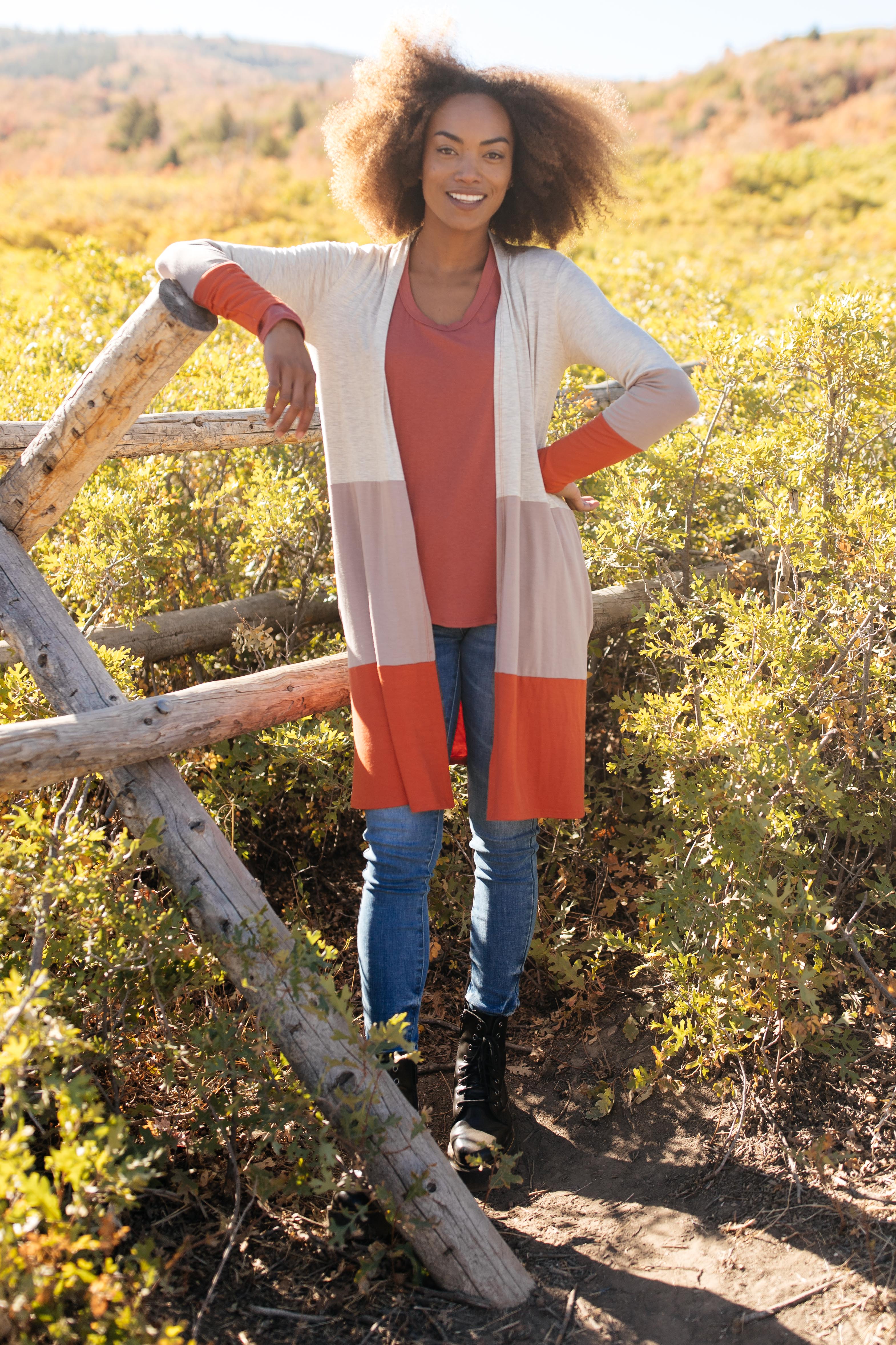 Clarissa Striped Cardigan in Paprika
