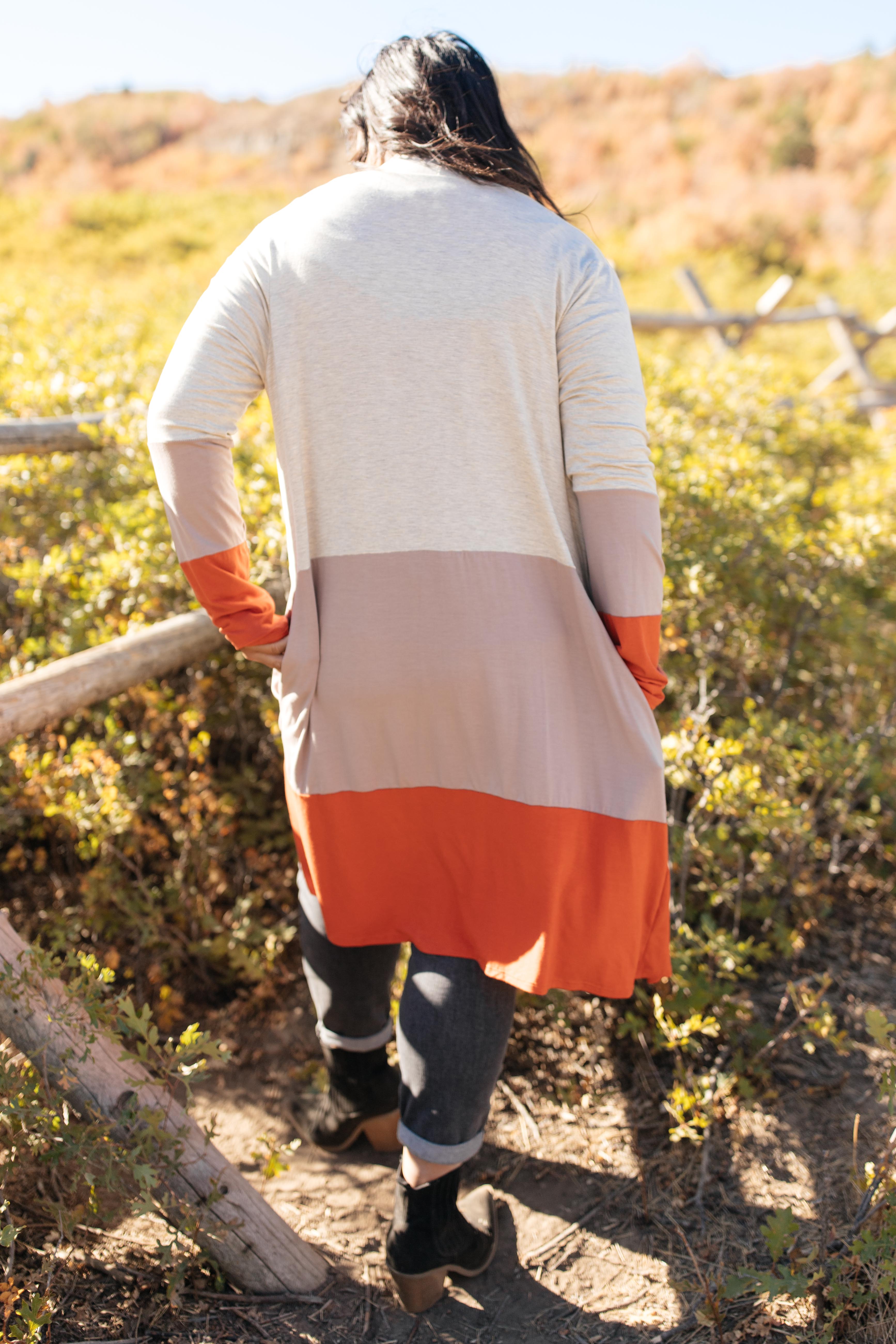Clarissa Striped Cardigan in Paprika