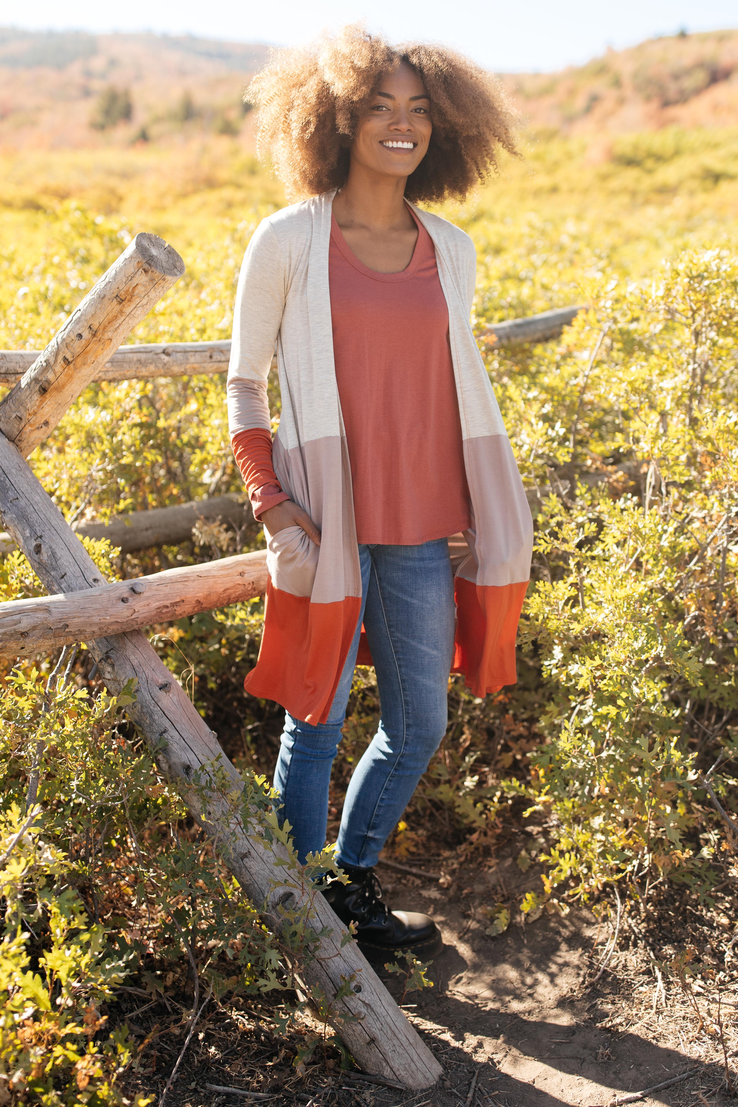 Clarissa Striped Cardigan in Paprika
