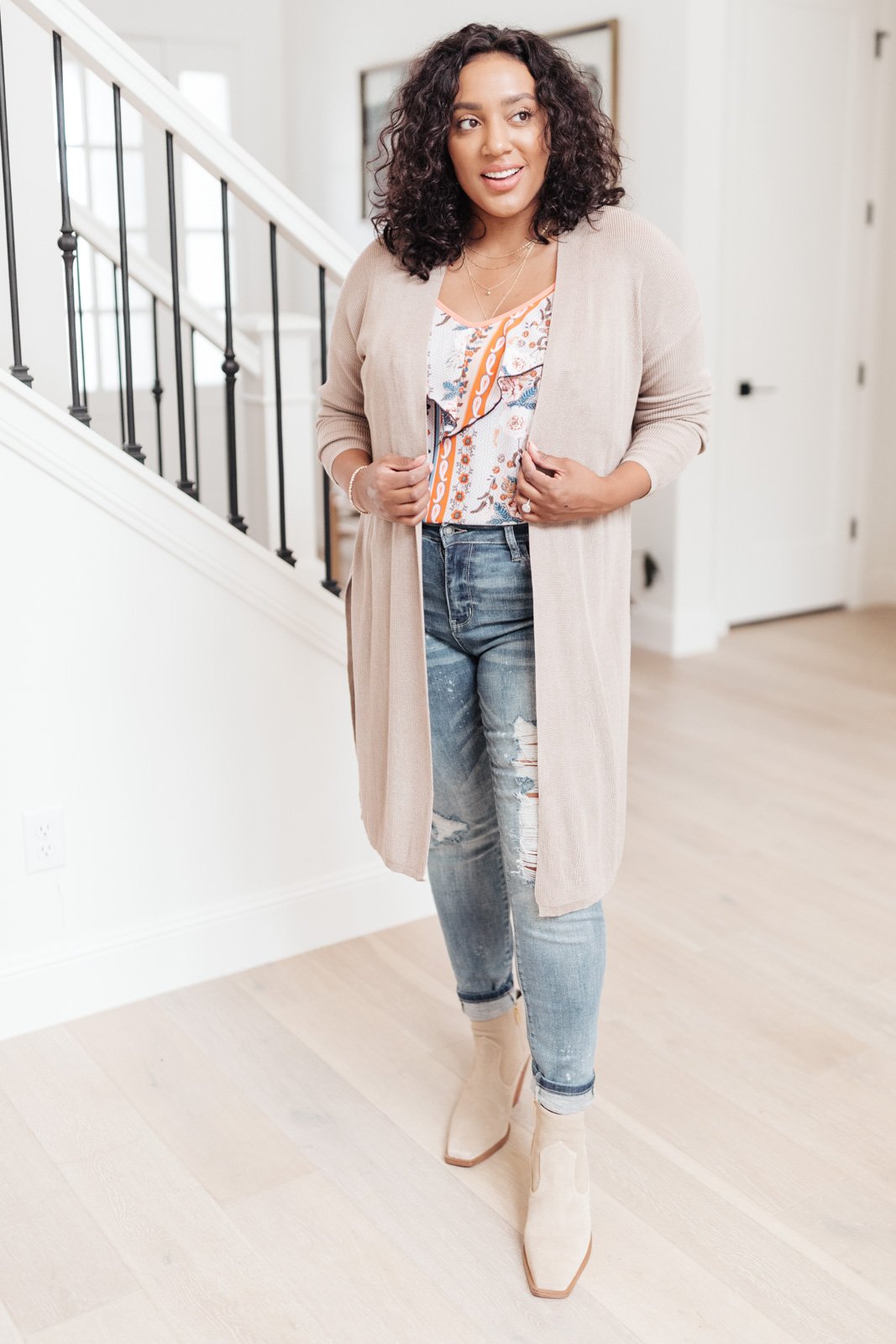 Coastal Town Cardigan in Taupe