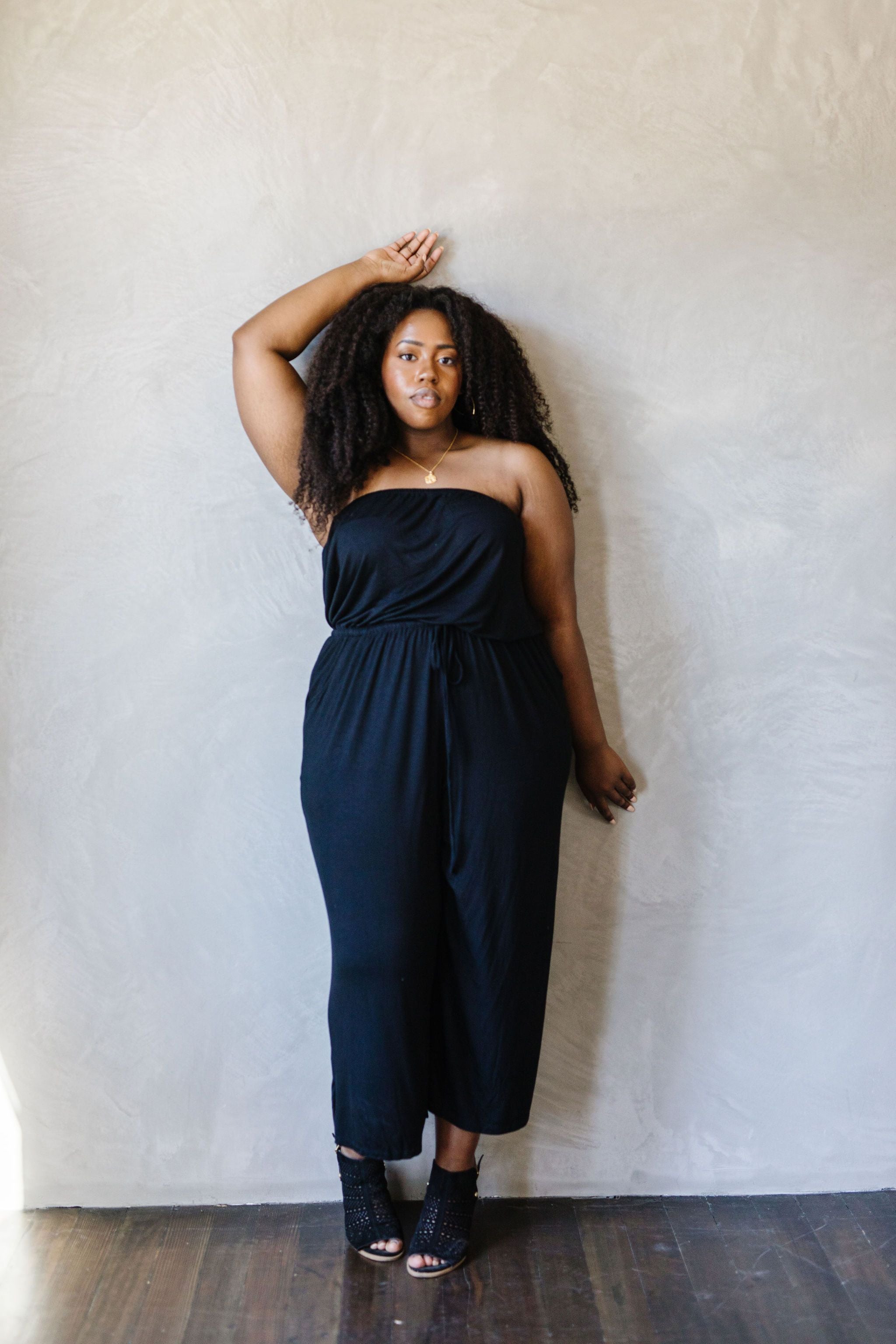 Cropped Tube Top Jumpsuit In Black