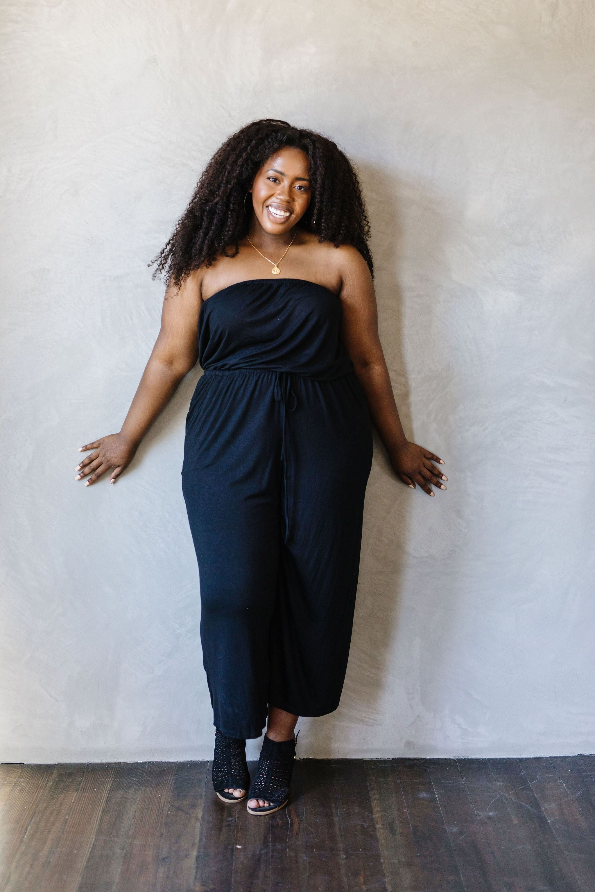 Cropped Tube Top Jumpsuit In Black