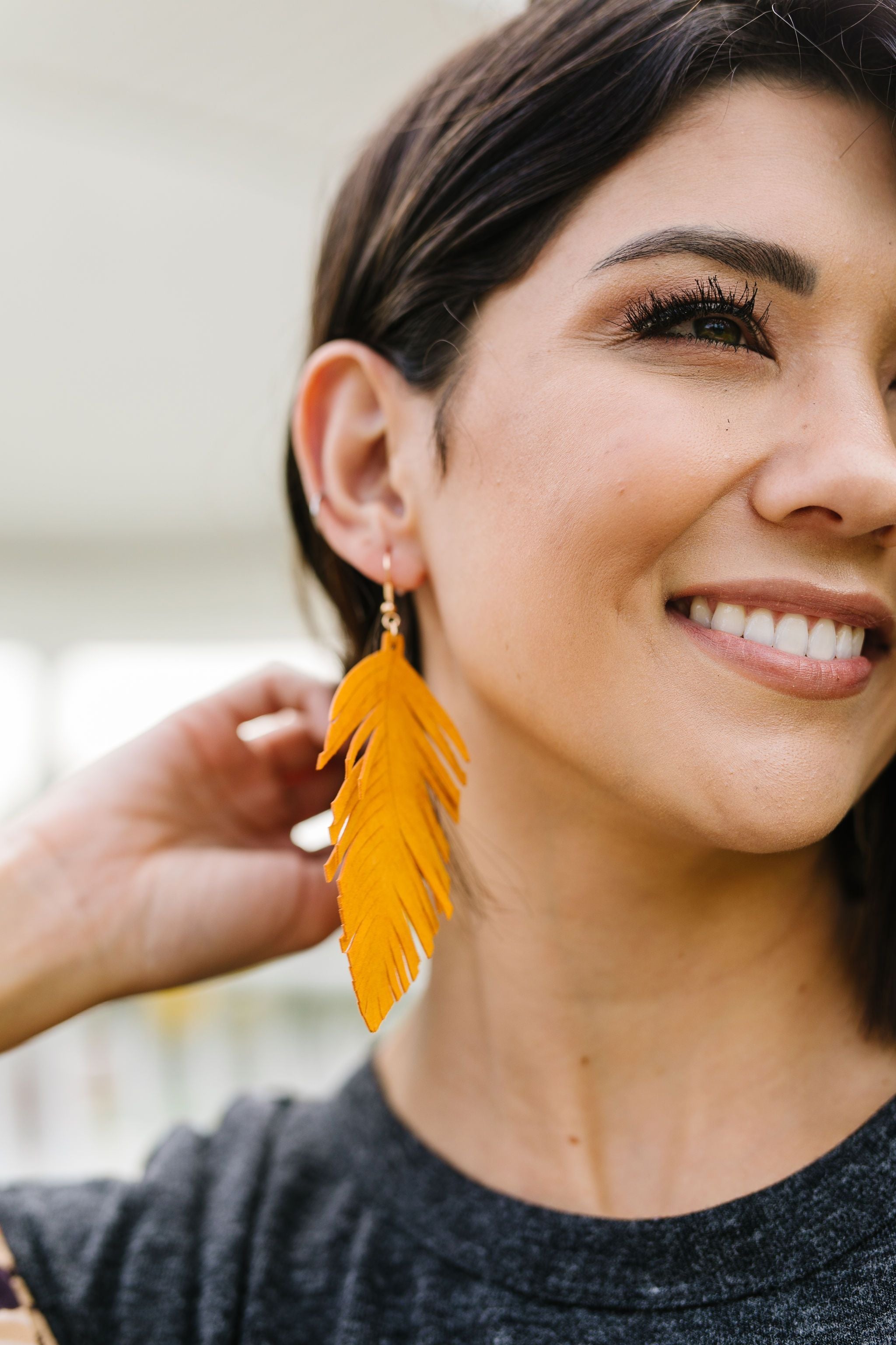 Don't Leave Me Earrings In Mustard
