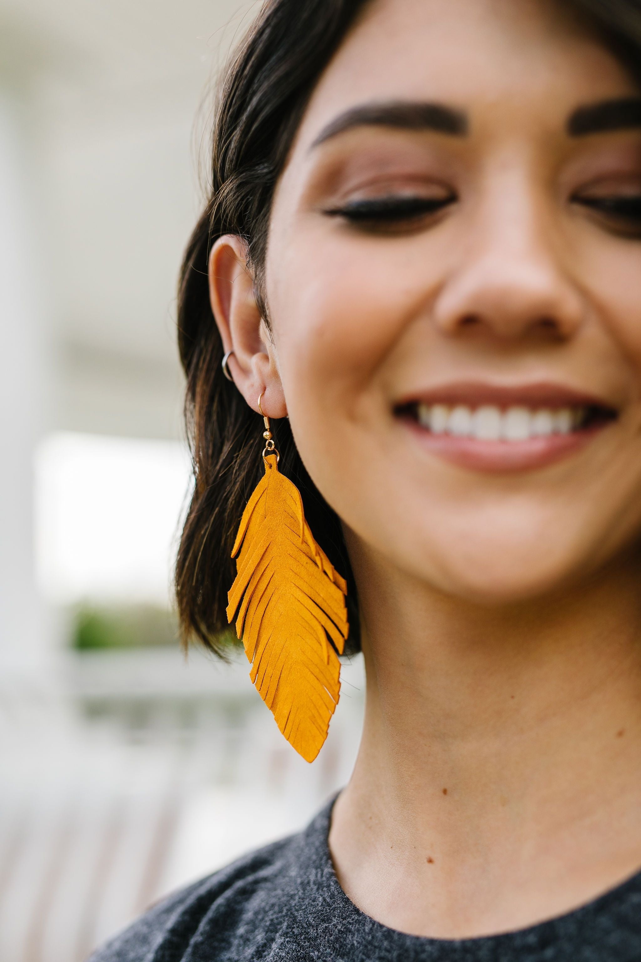 Don't Leave Me Earrings In Mustard