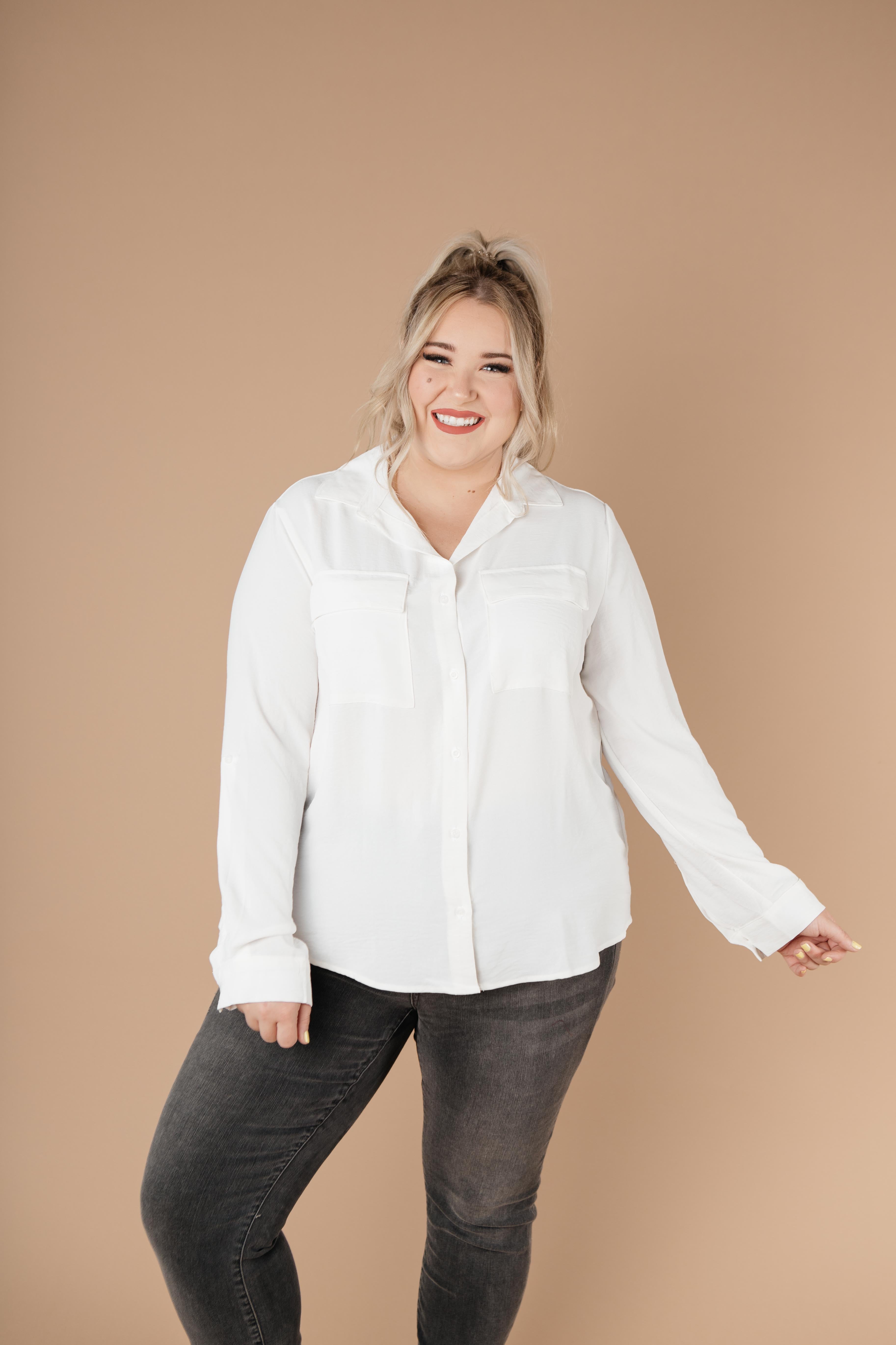 Every Girl's Go-To White Button Down