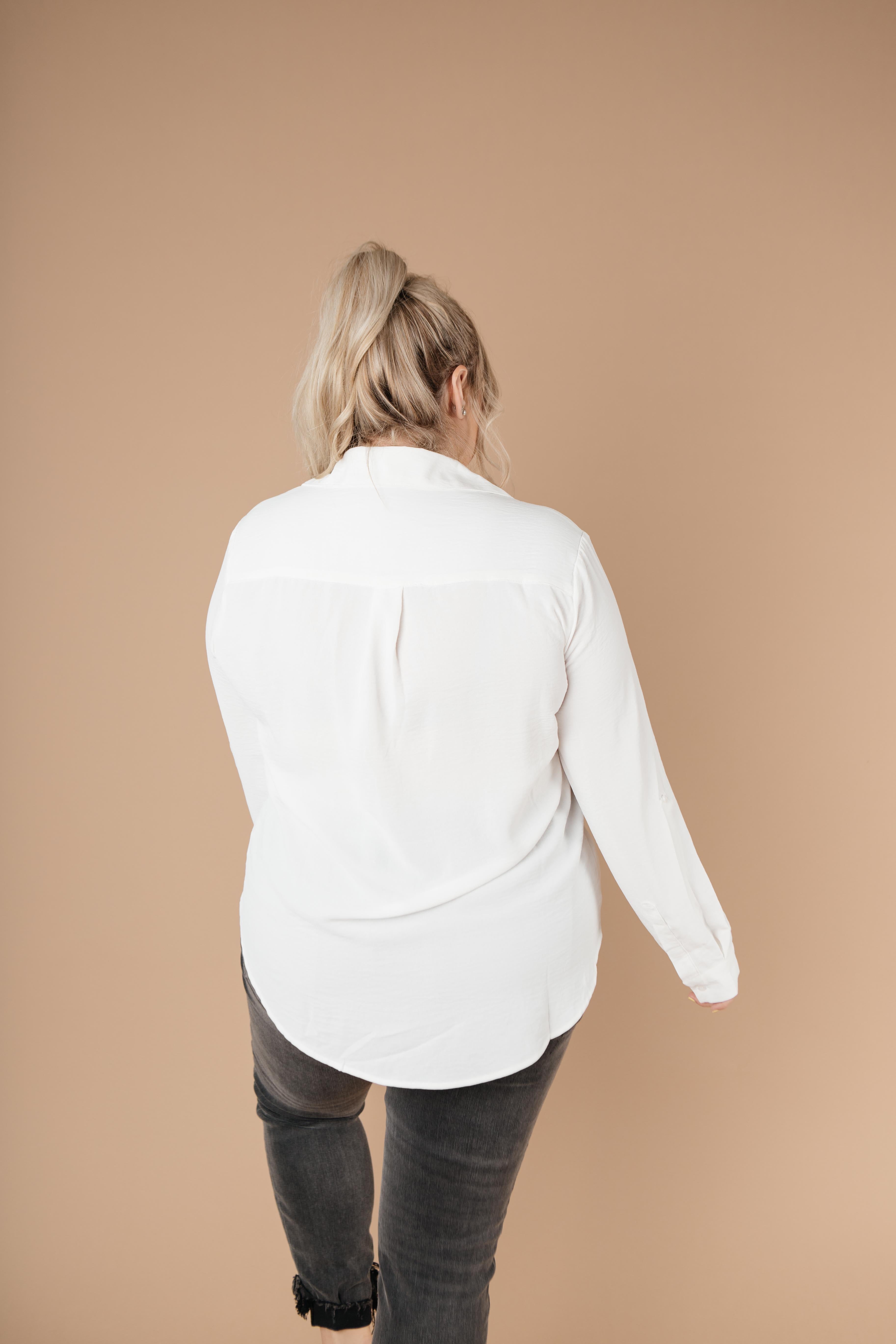 Every Girl's Go-To White Button Down