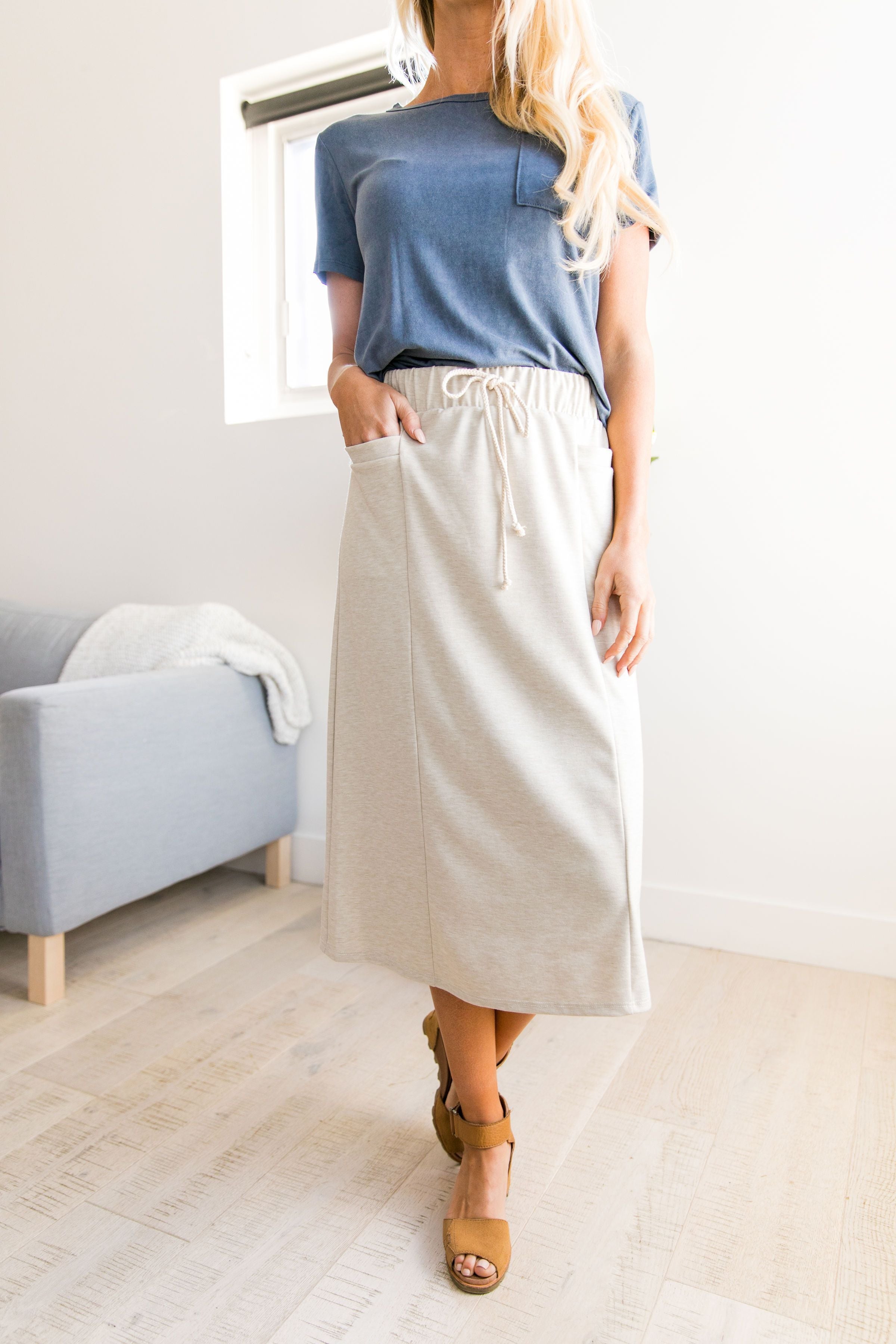Free Bird Drawstring Skirt - ALL SALES FINAL