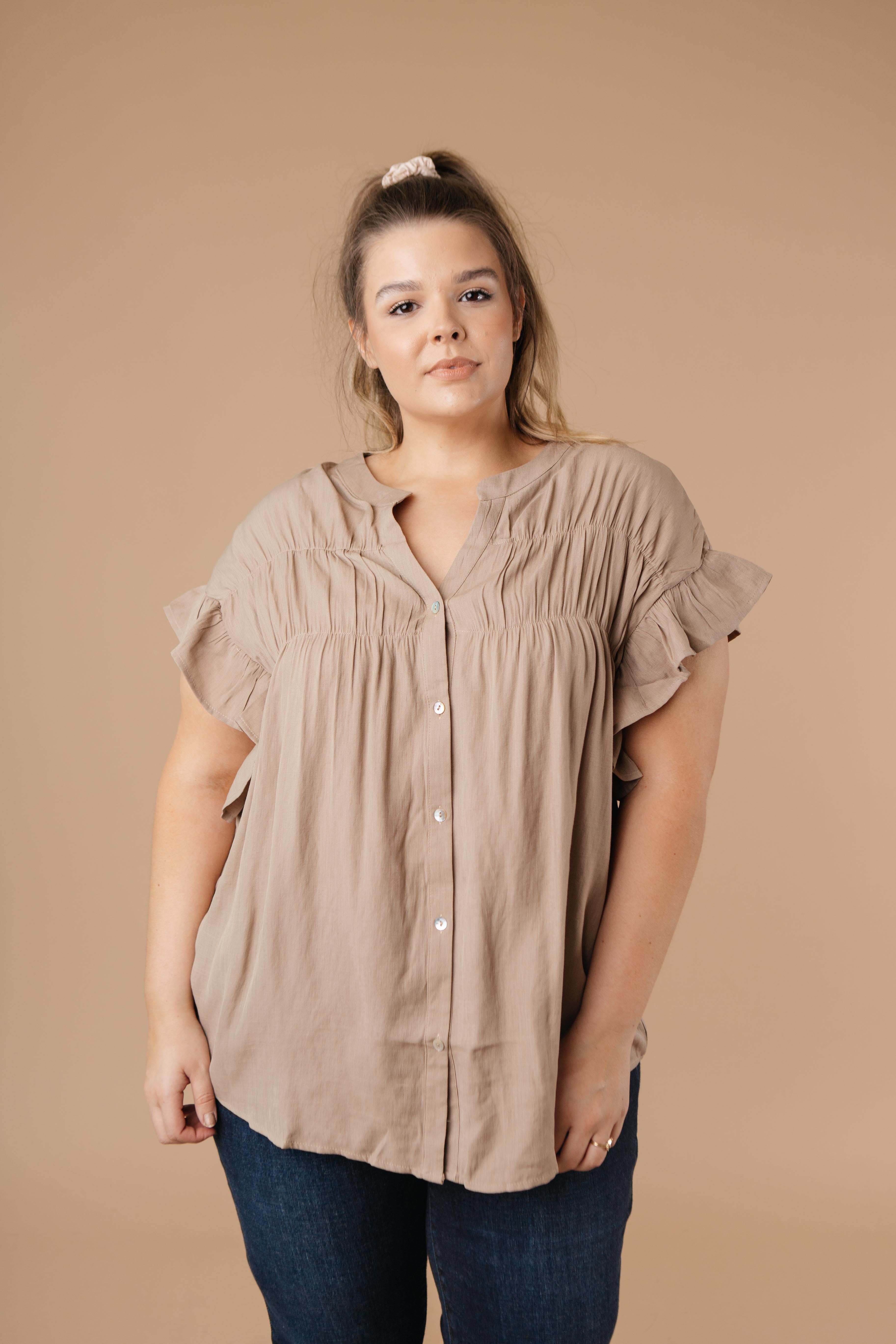 Gather Round Mocha Button Down