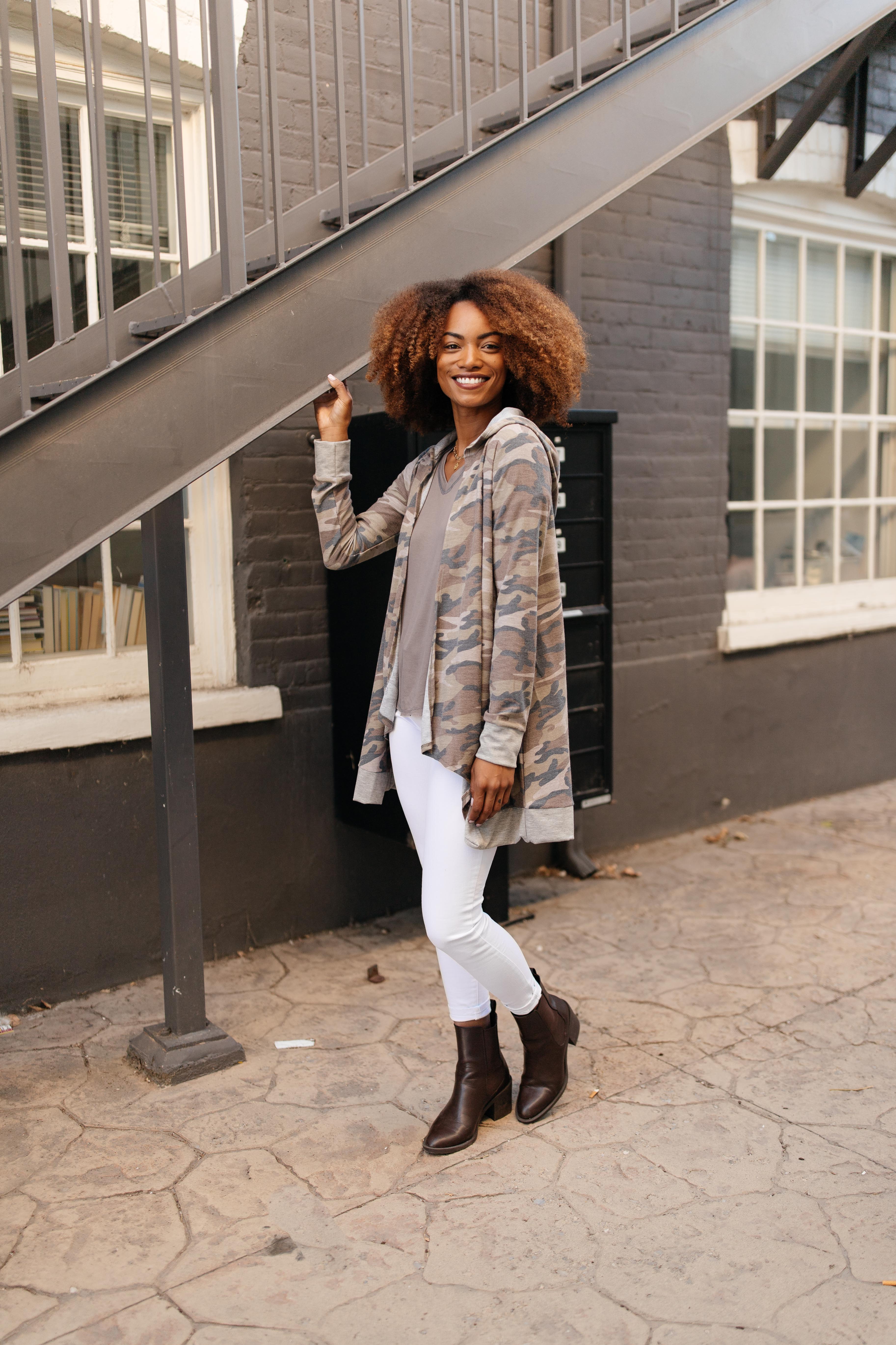 Go Girl Go Camo Hooded Camo Cardigan