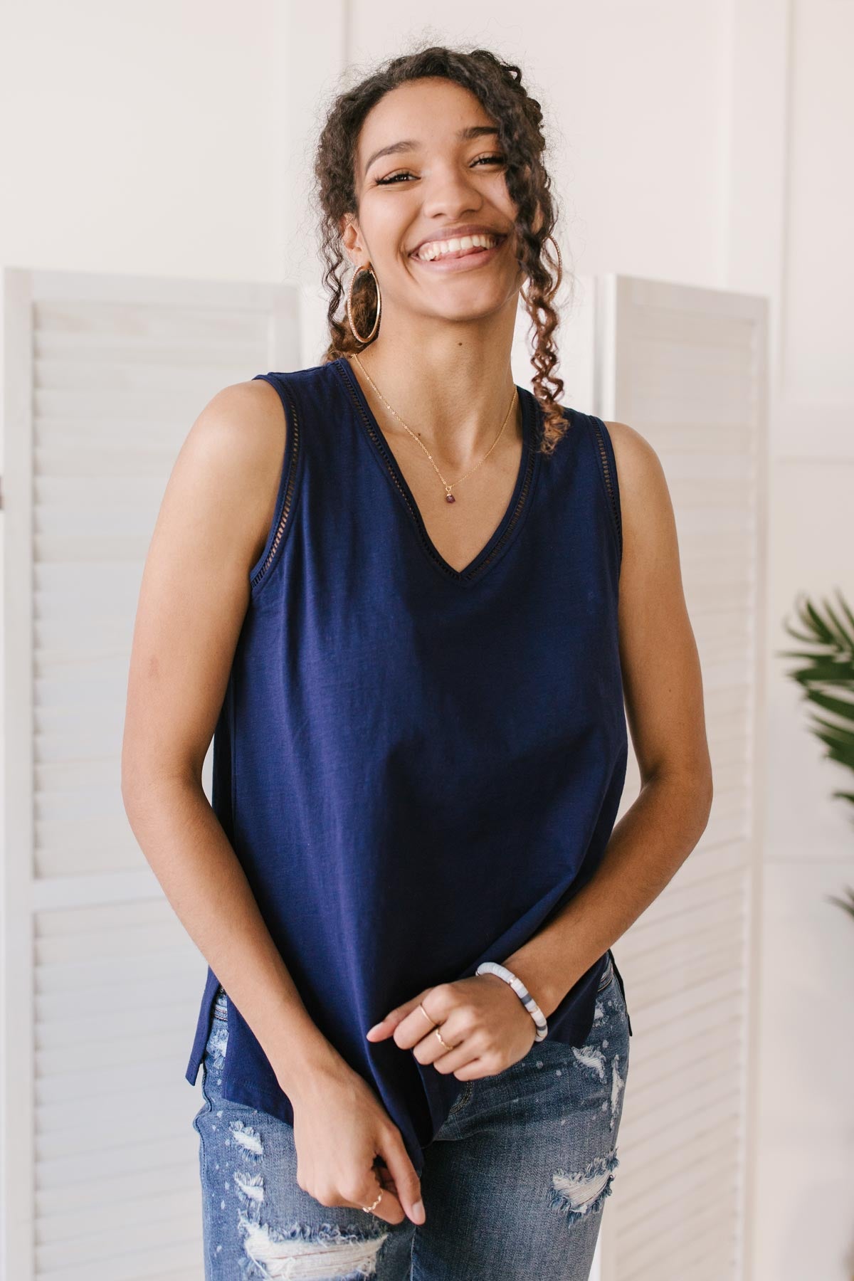 Jenna Basic Tank in Navy