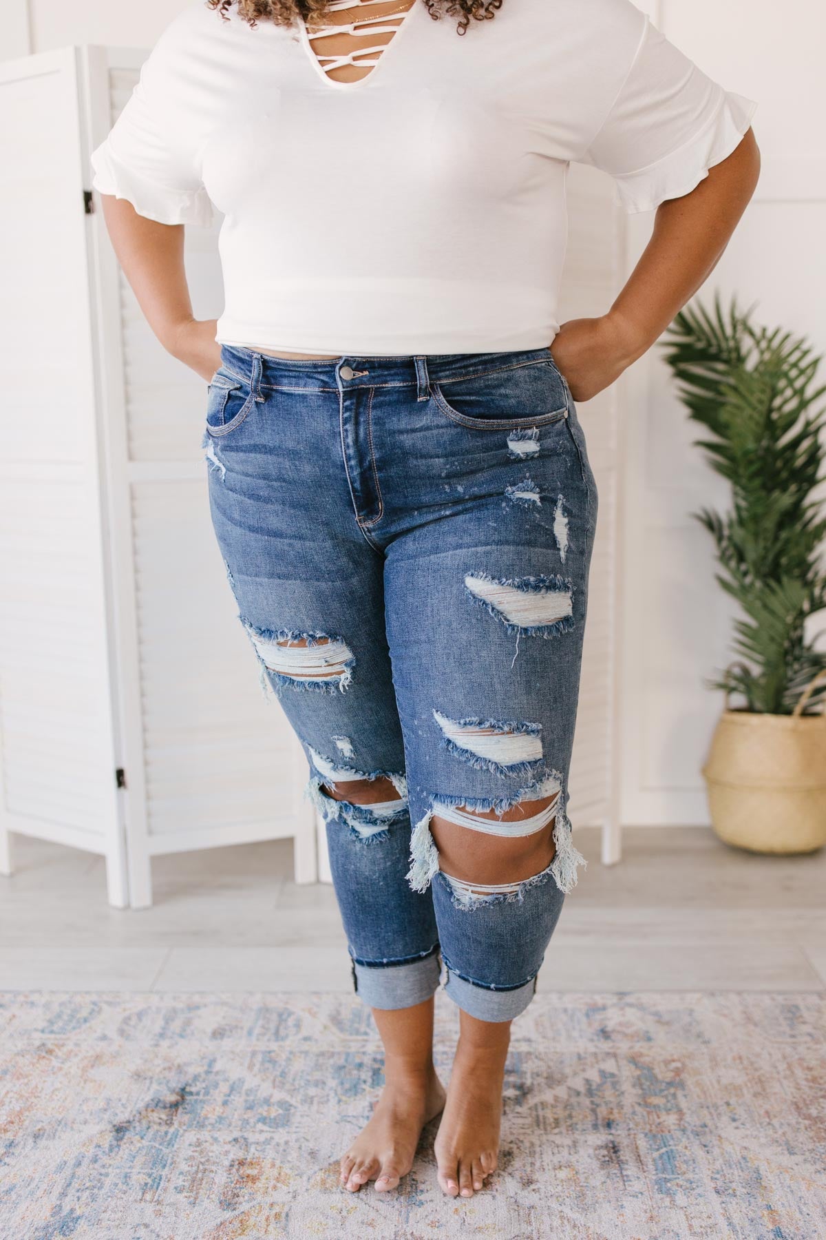 Just My Type Destroyed Boyfriend Jeans