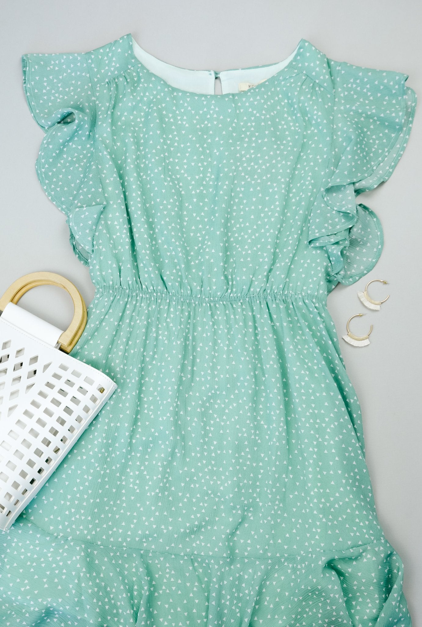 Mint Dotted Midi Dress