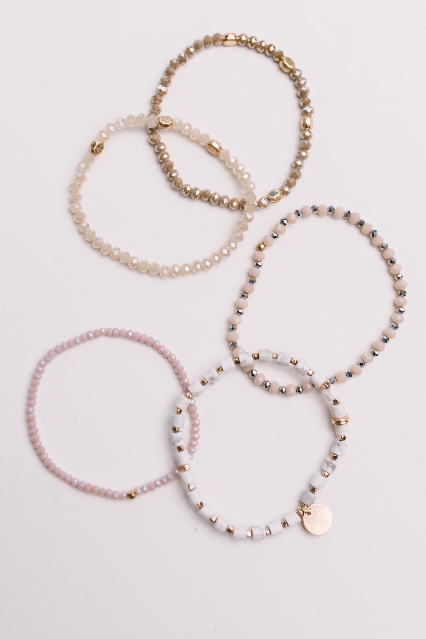 Mixed Beaded Disc Charm Bracelet