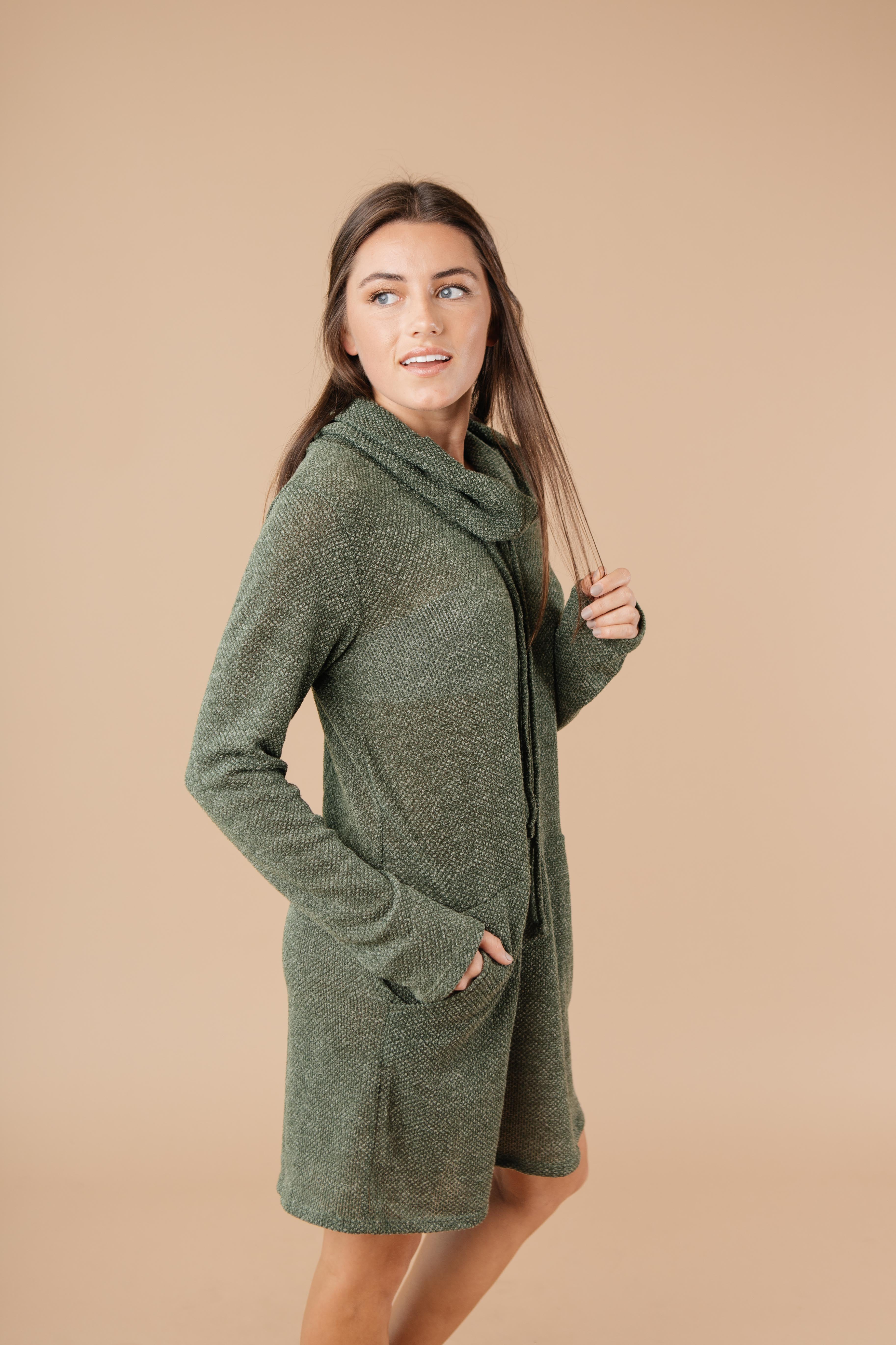 Night Owl Cowl Neck Tunic Dress