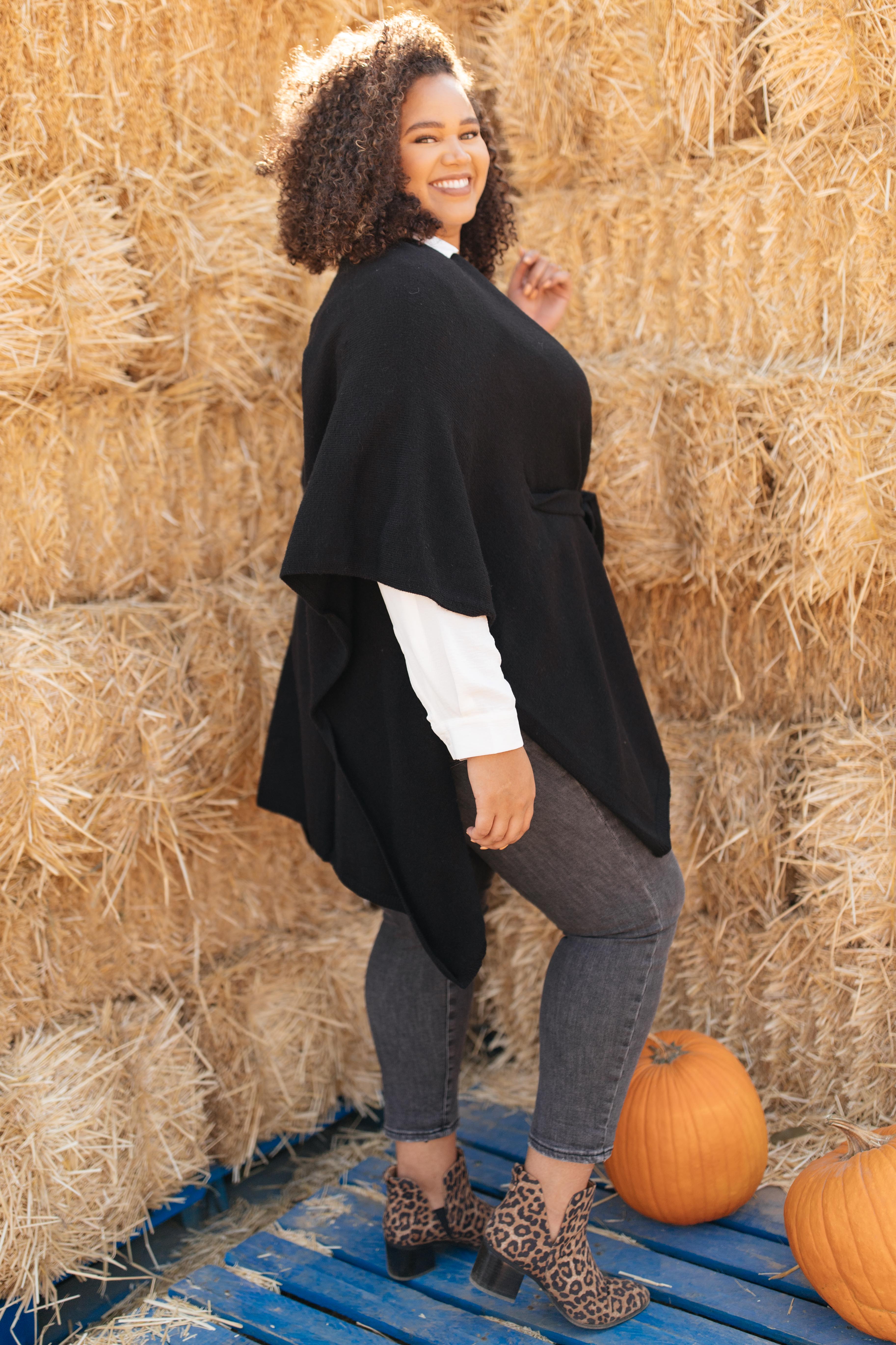 Perfect Poncho Cardigan in Black