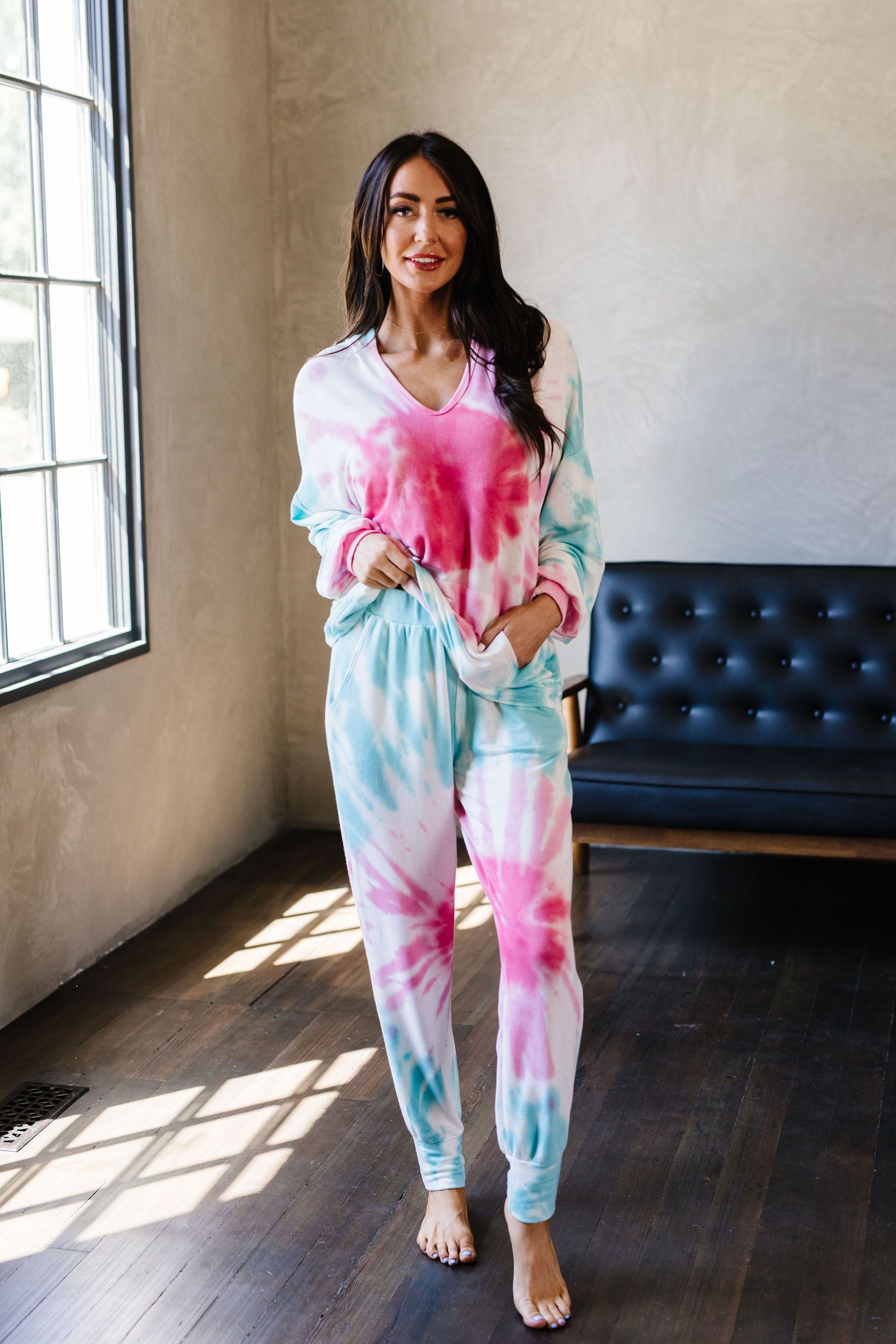 Pink Sunburst Tie Dye Hoodie