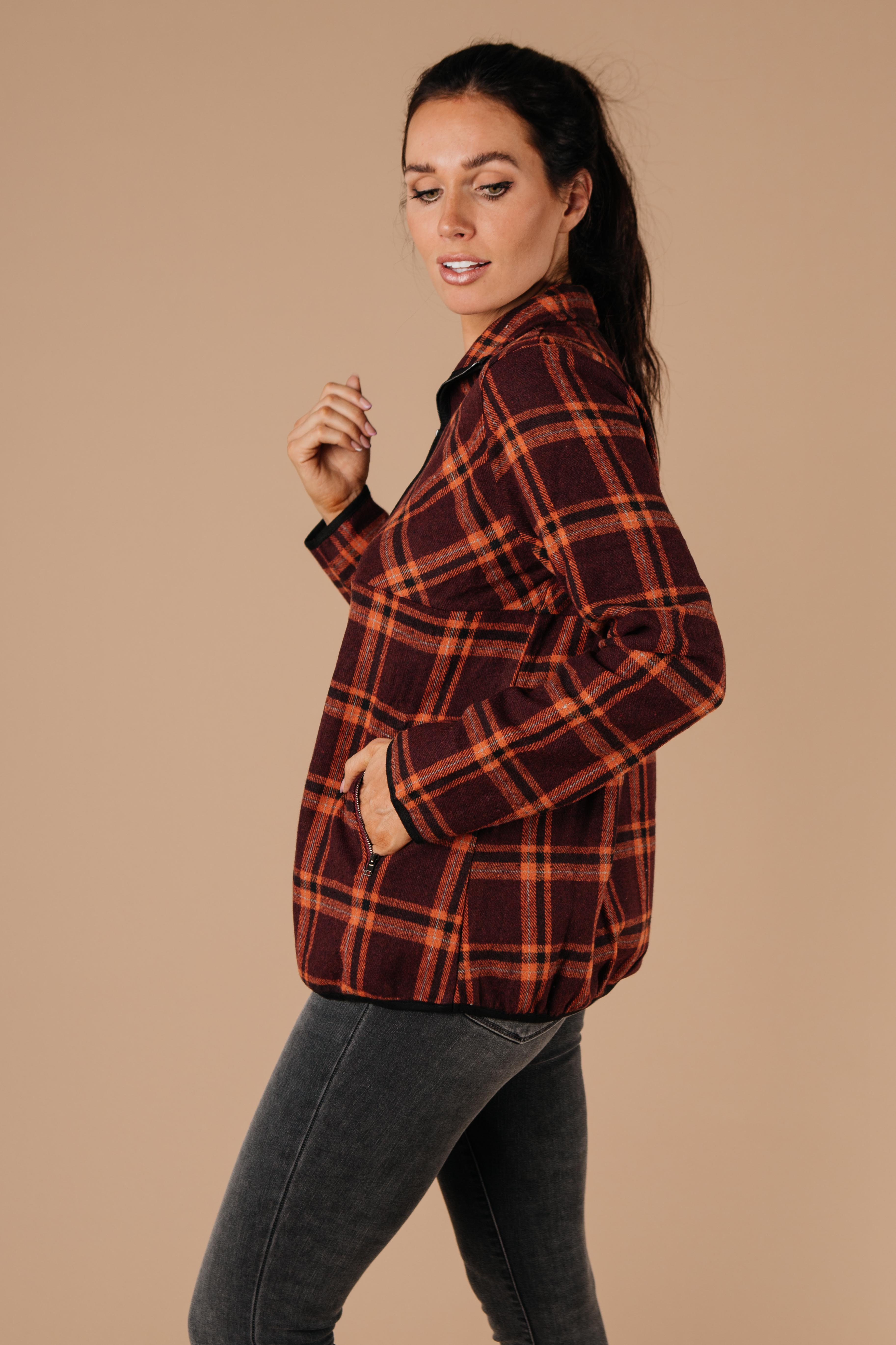 Pretty Plaid Half Zip Pullover