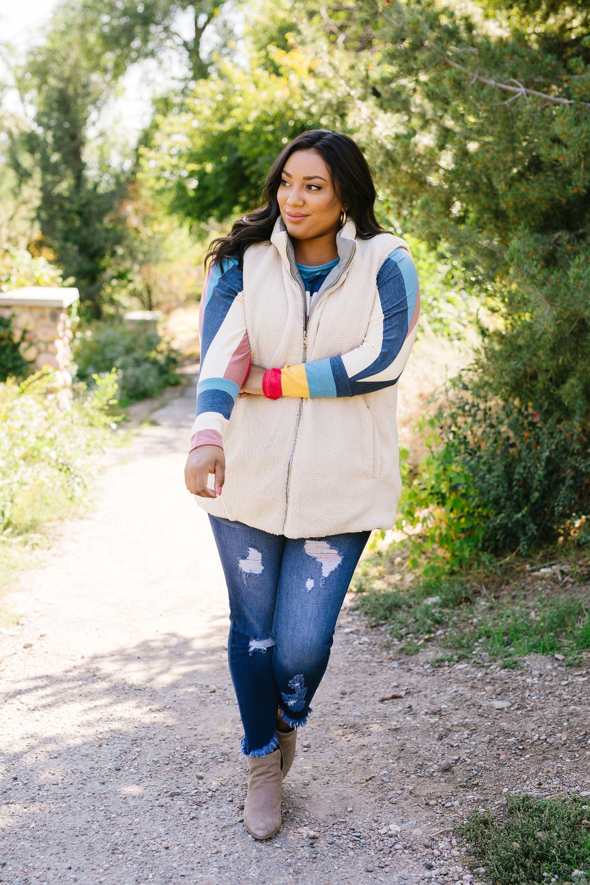 Reversible Shearling Puffer Vest In Mocha Gray
