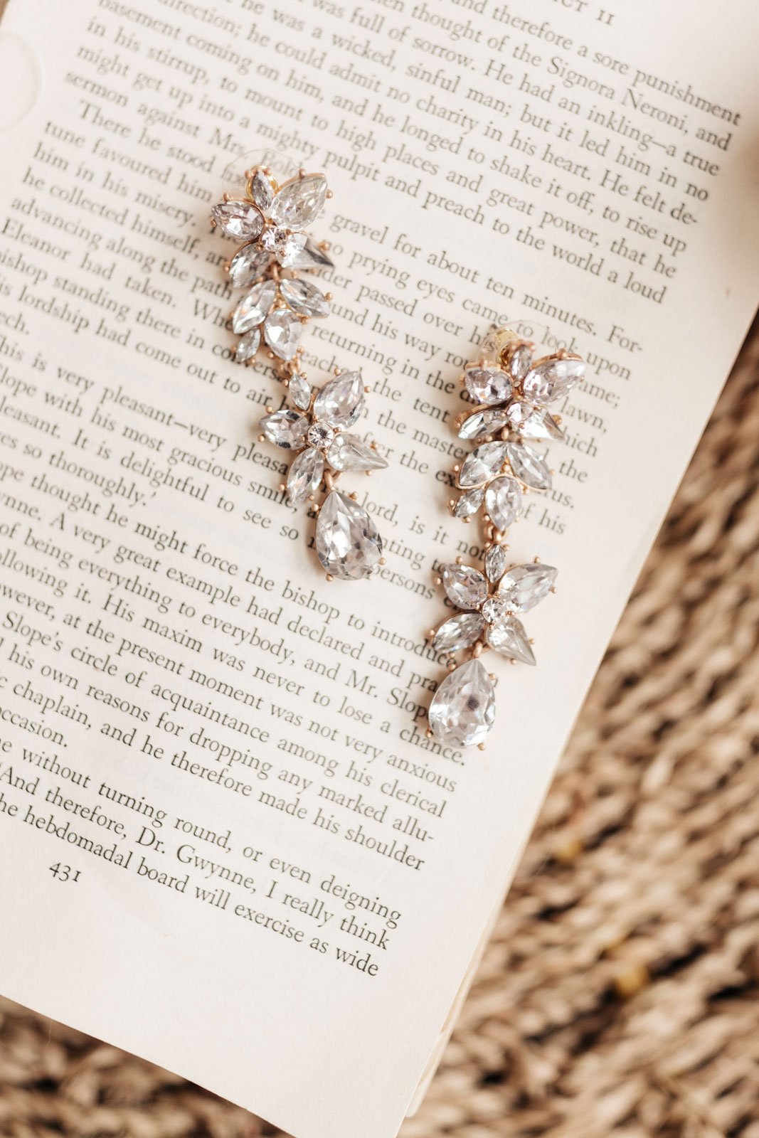 Rhinestone Tiered Floral Drop Earrings