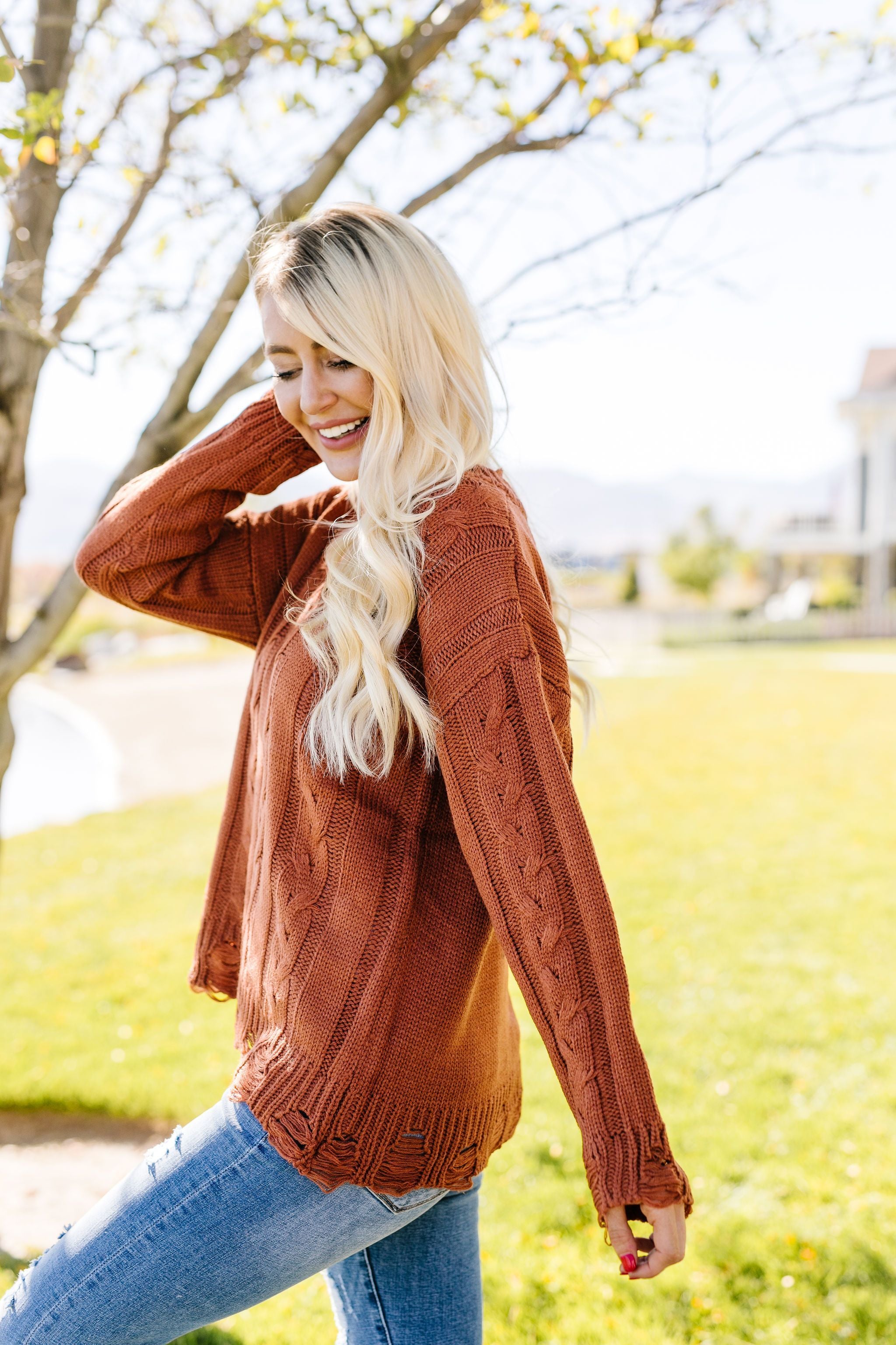 Rustic Retreat Cable Knit Sweater