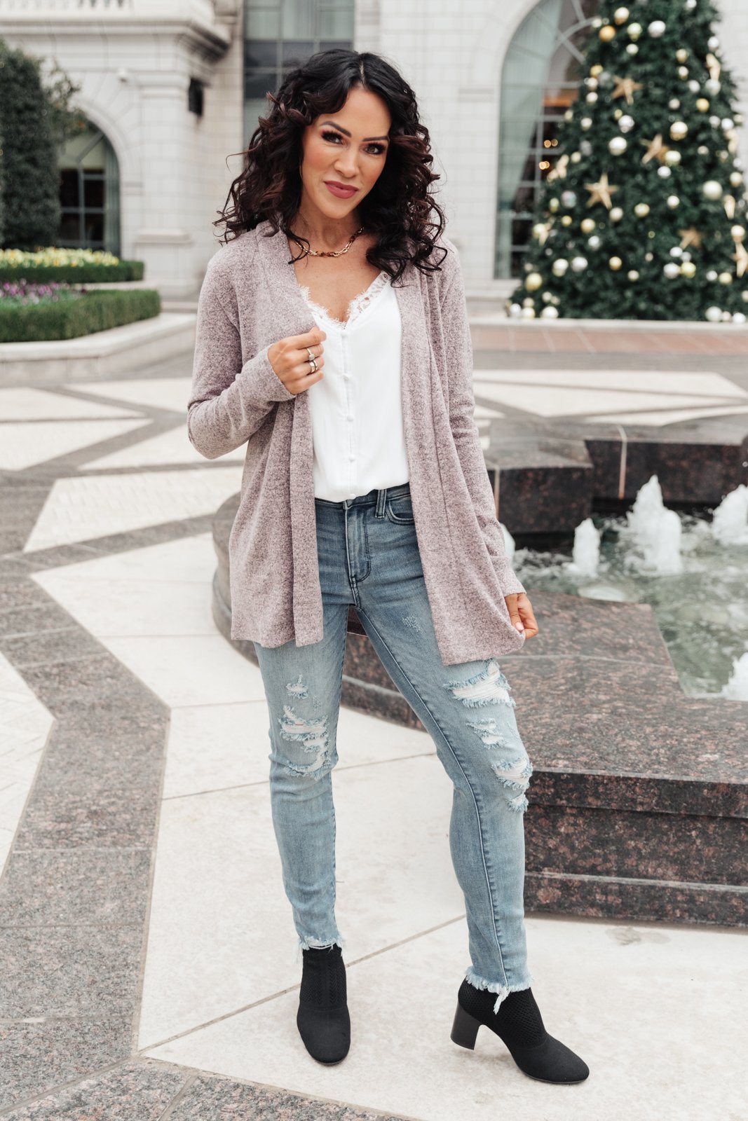 Sienna Sweater knit Cardigan In Light Blush