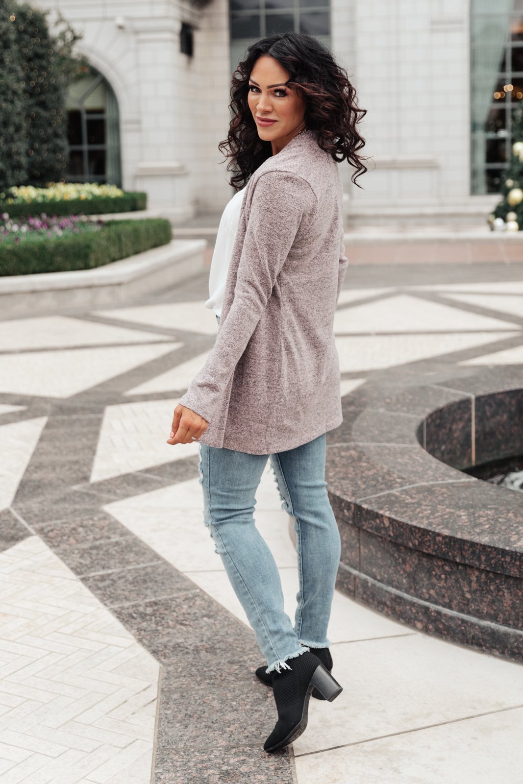 Sienna Sweater knit Cardigan In Light Blush